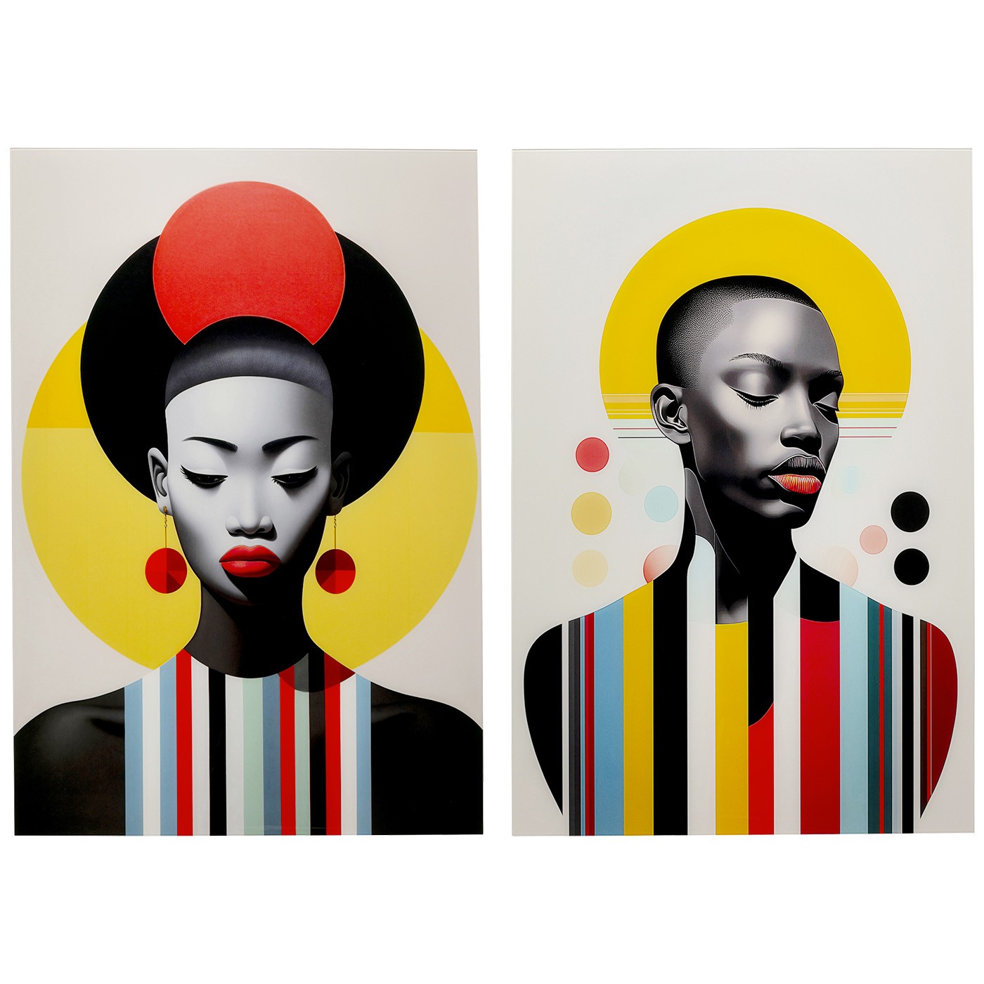 Lot de 2 tableaux en verre femmes, KARE DESIGN