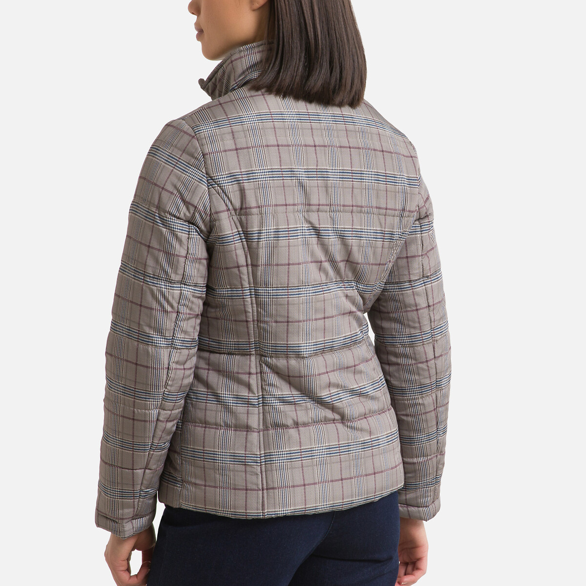 Recycled checked padded jacket , brown 
