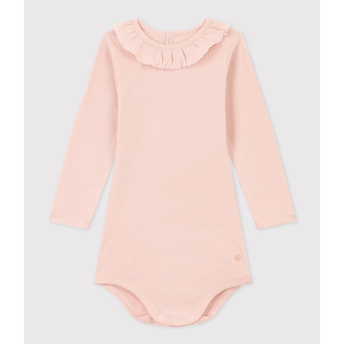 Cotton Long Sleeve Bodysuit with Ruffled Collar