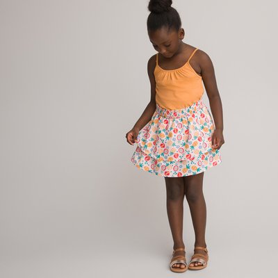 Fruit Print Cotton Skirt with Ruffles LA REDOUTE COLLECTIONS