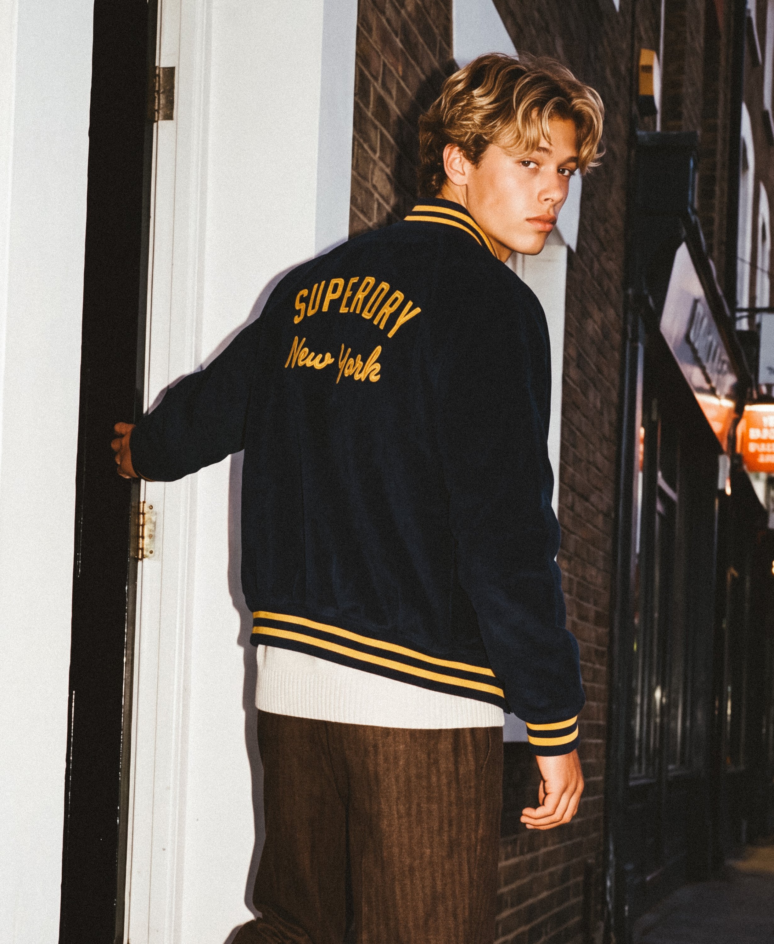 Veste Bomber Varsity en Velours Côtelé Coupe Décontractée, SUPERDRY