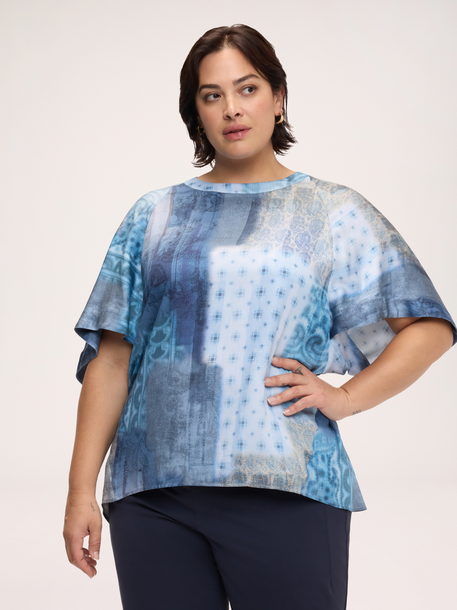 Blouse à imprimé patchwork, FIORELLA RUBINO