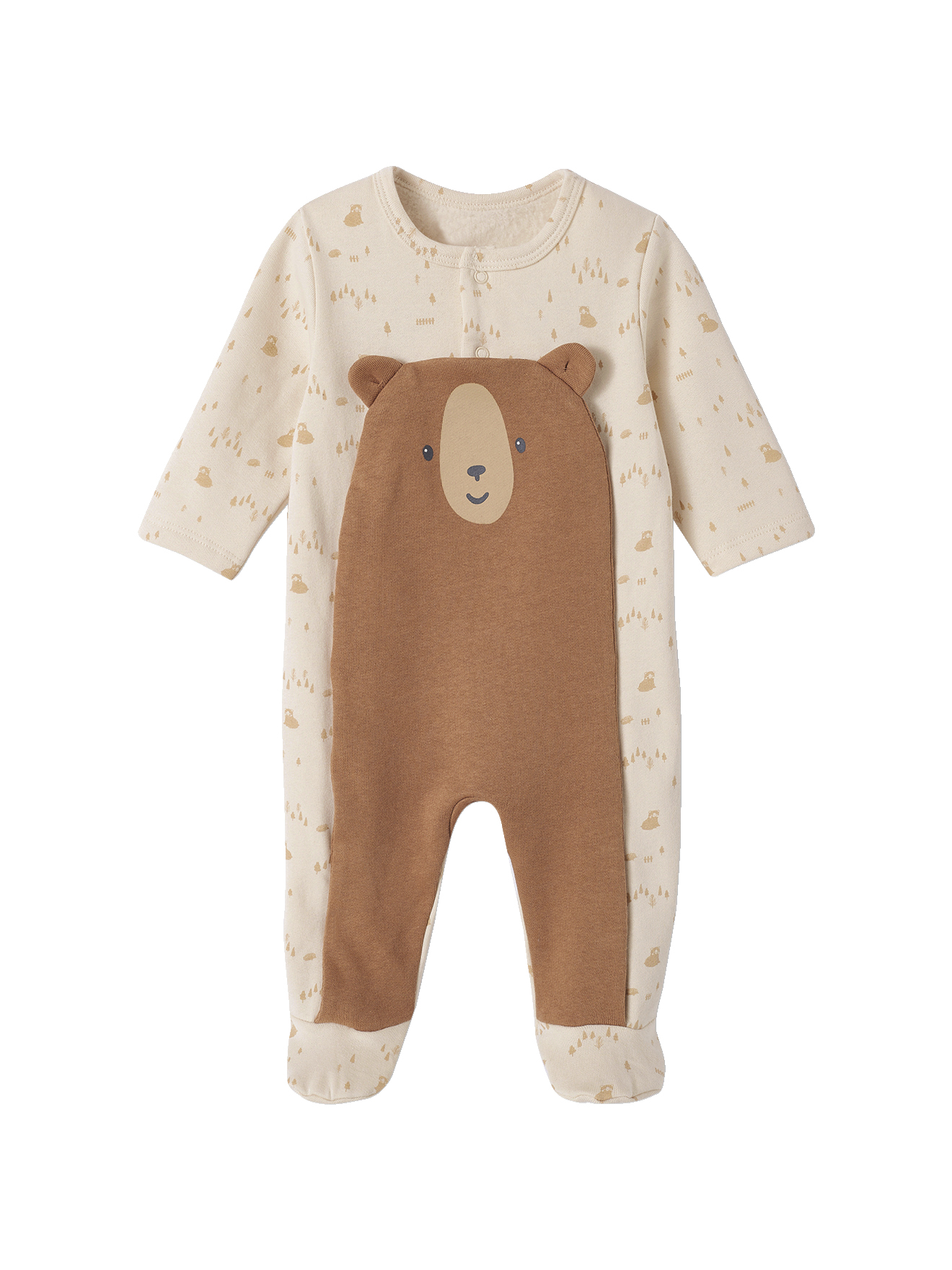 Pyjama bébé mixte en molleton ouverture pont pressionnée, VERTBAUDET