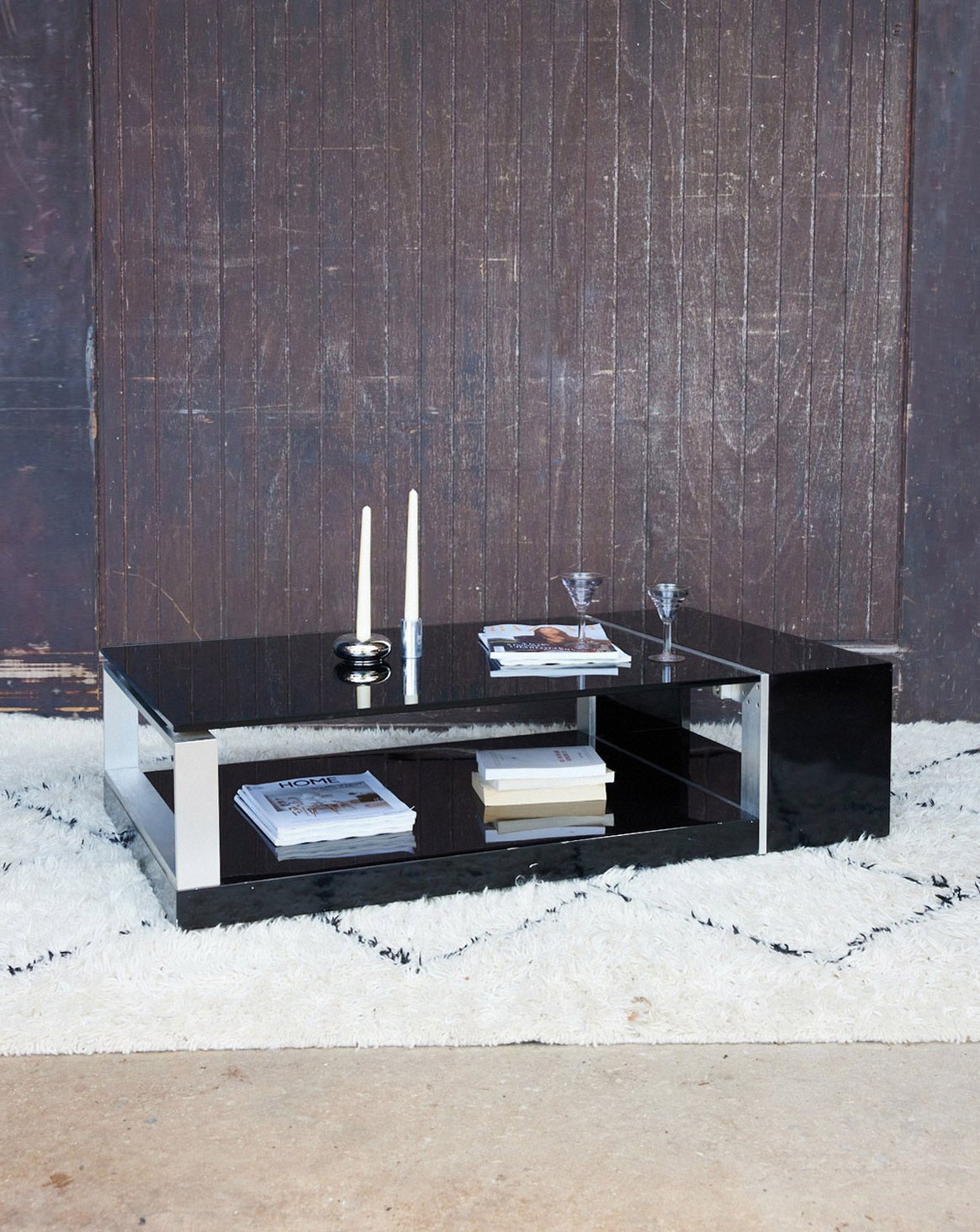 Table basse design en verre noir Donna N°1645 - Bon état, DEBONGOUT
