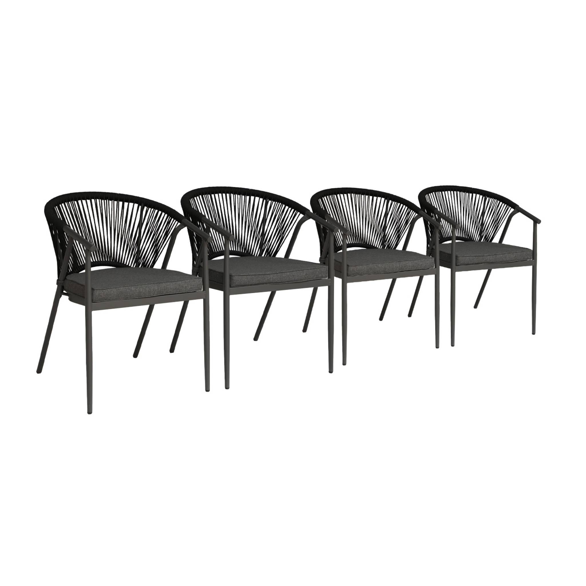 Fauteuil de jardin empilable acier et cordes (lot de 4) LIORA, SWEEEK
