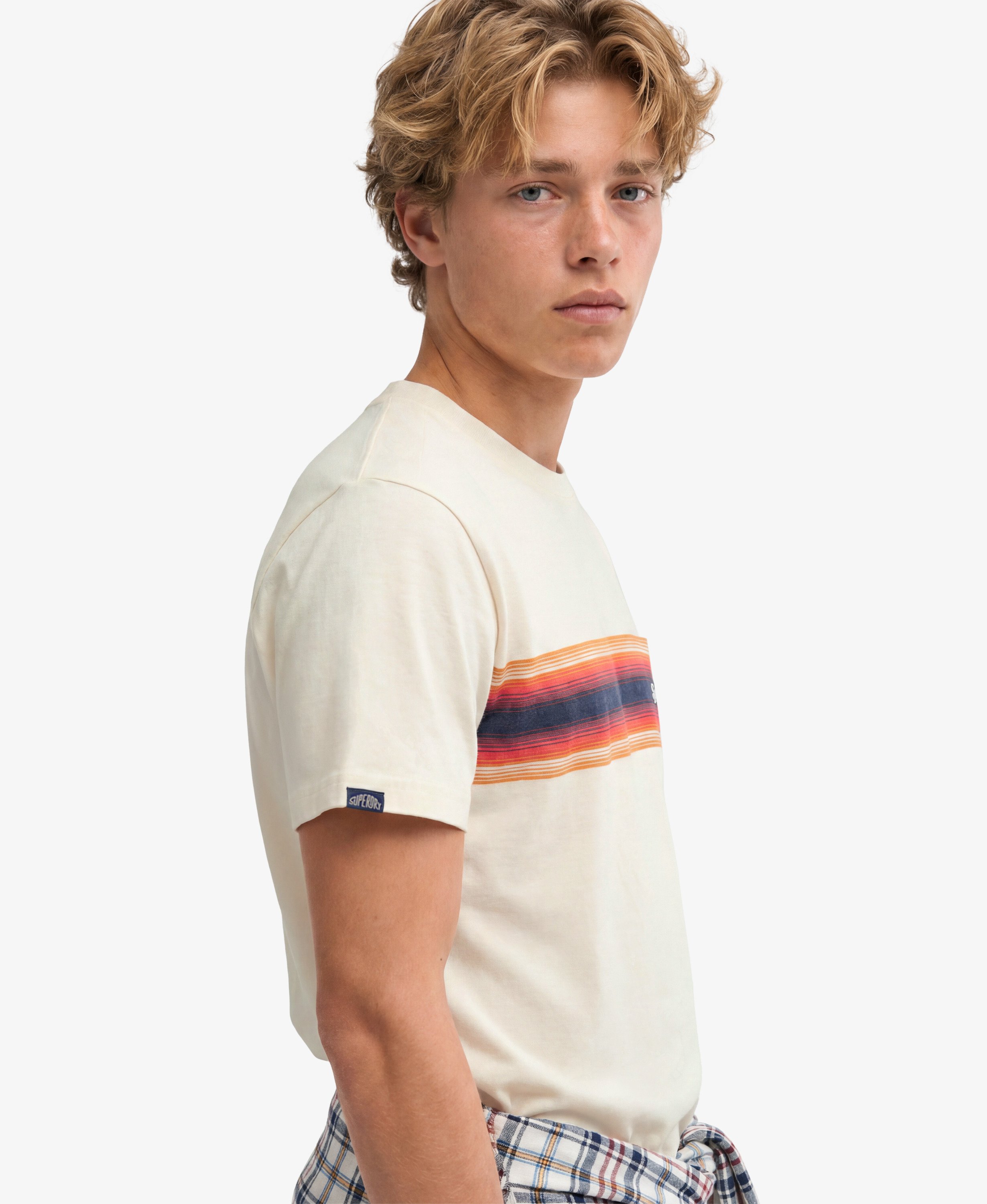 T-shirt Outdoor Stripe Logo Coupe Décontractée, SUPERDRY