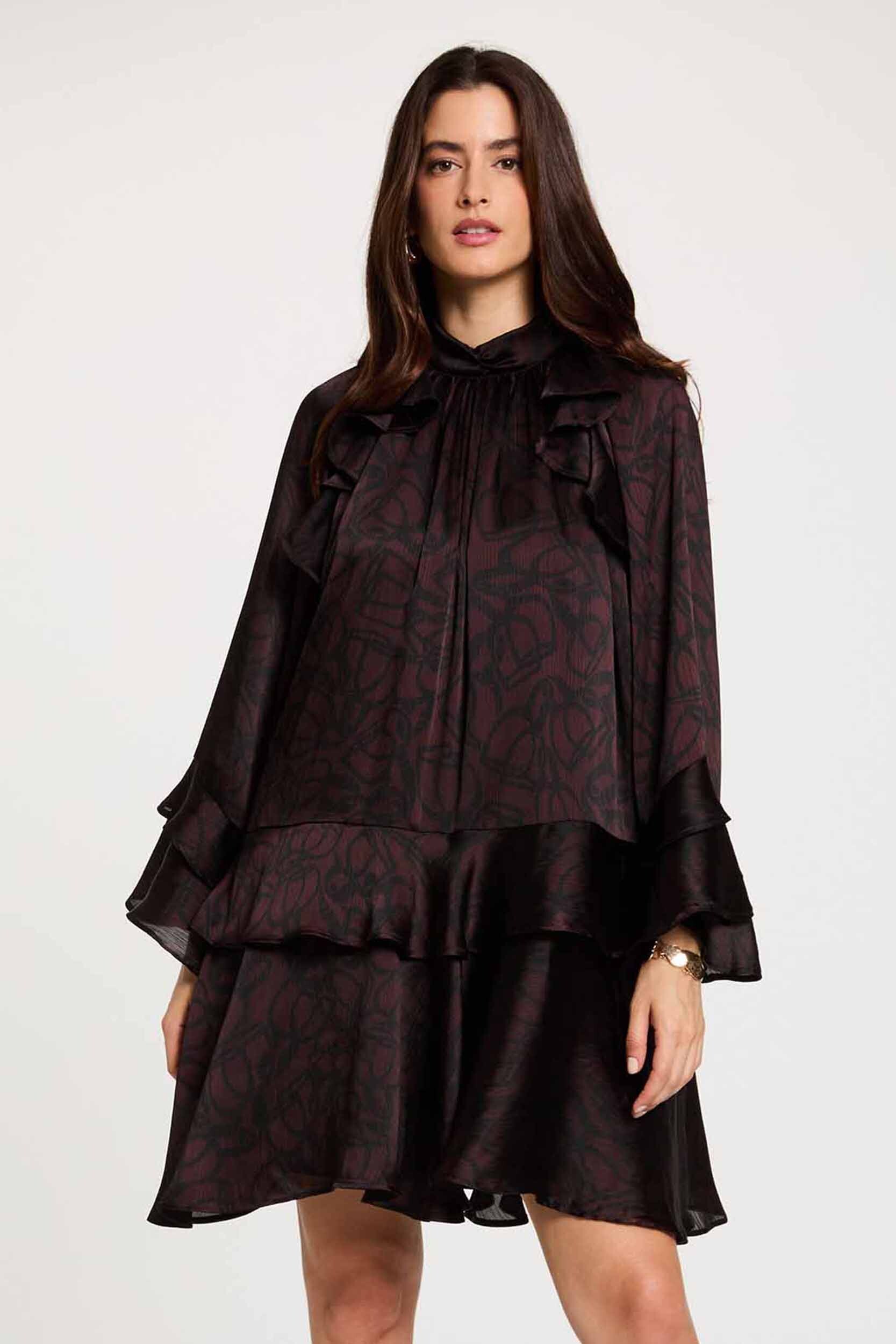 Robe courte col montant, MORGAN