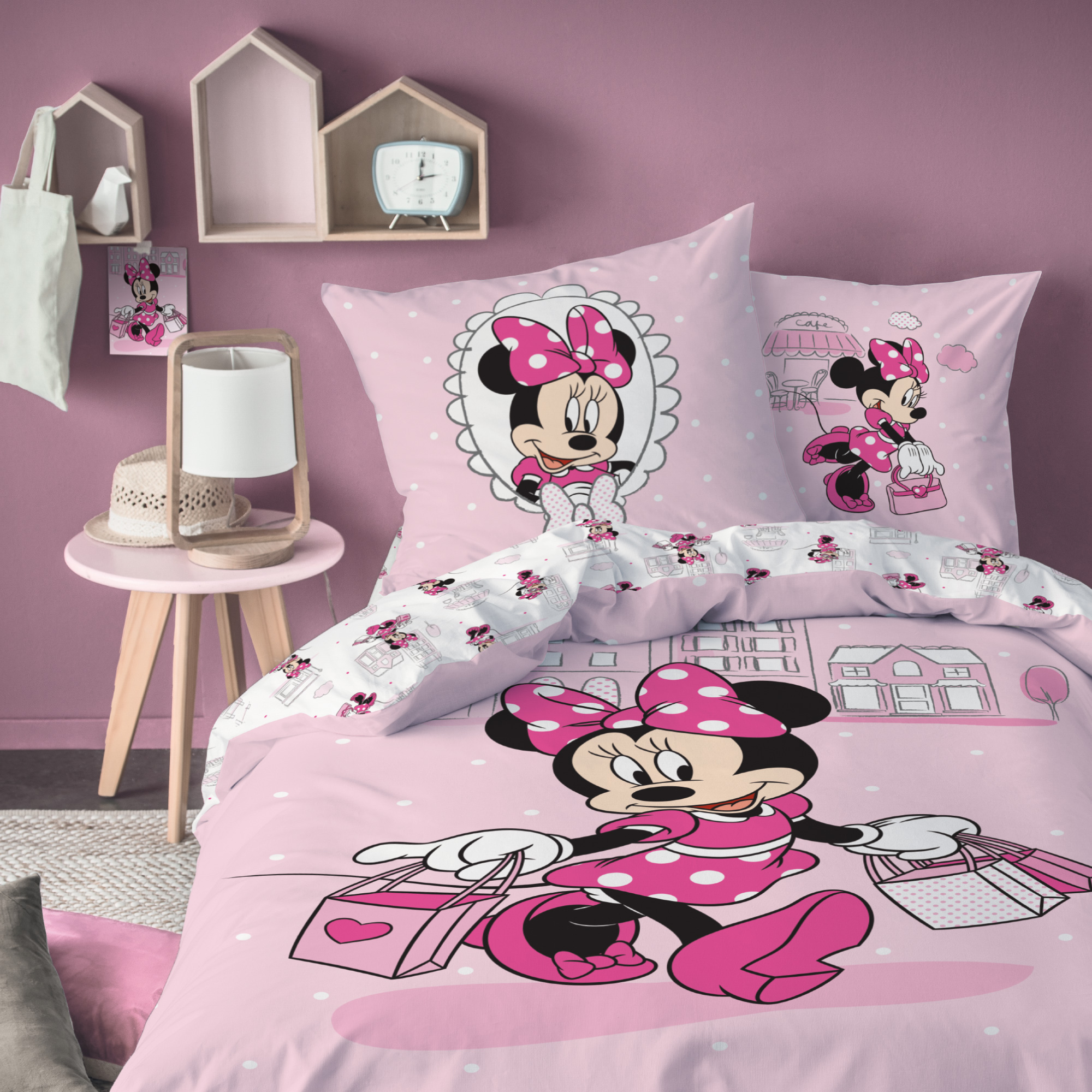 Housse de couette + taie coton Minnie Shopping, MINNIE MOUSE