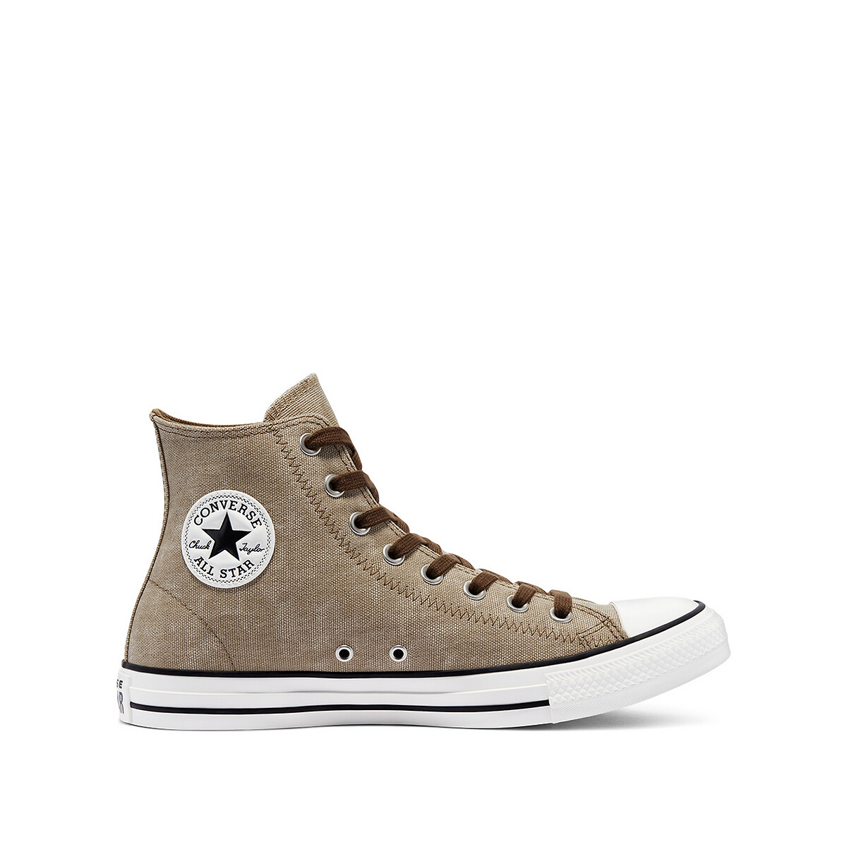 Chuck taylor all star washed canvas high top trainers , khaki/beige ...