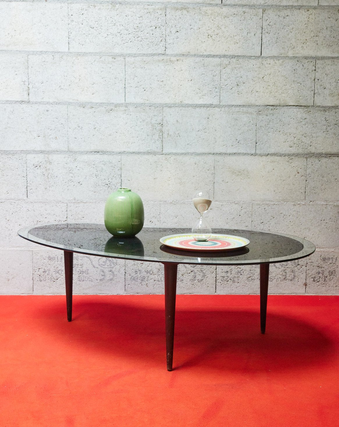 Table basse en verre Donna N°1022 - Bon état, DEBONGOUT
