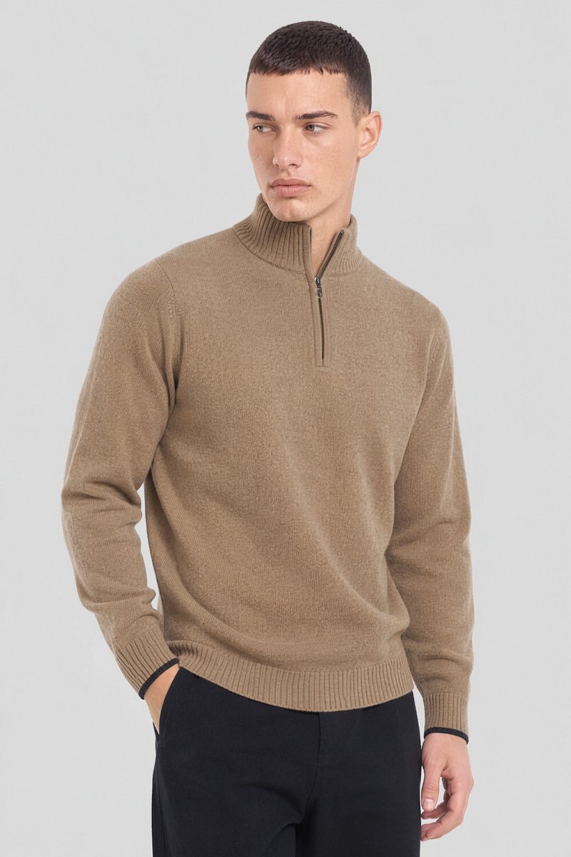 Pull ol montant zippé Bérac - laine, GUY DE BERAC