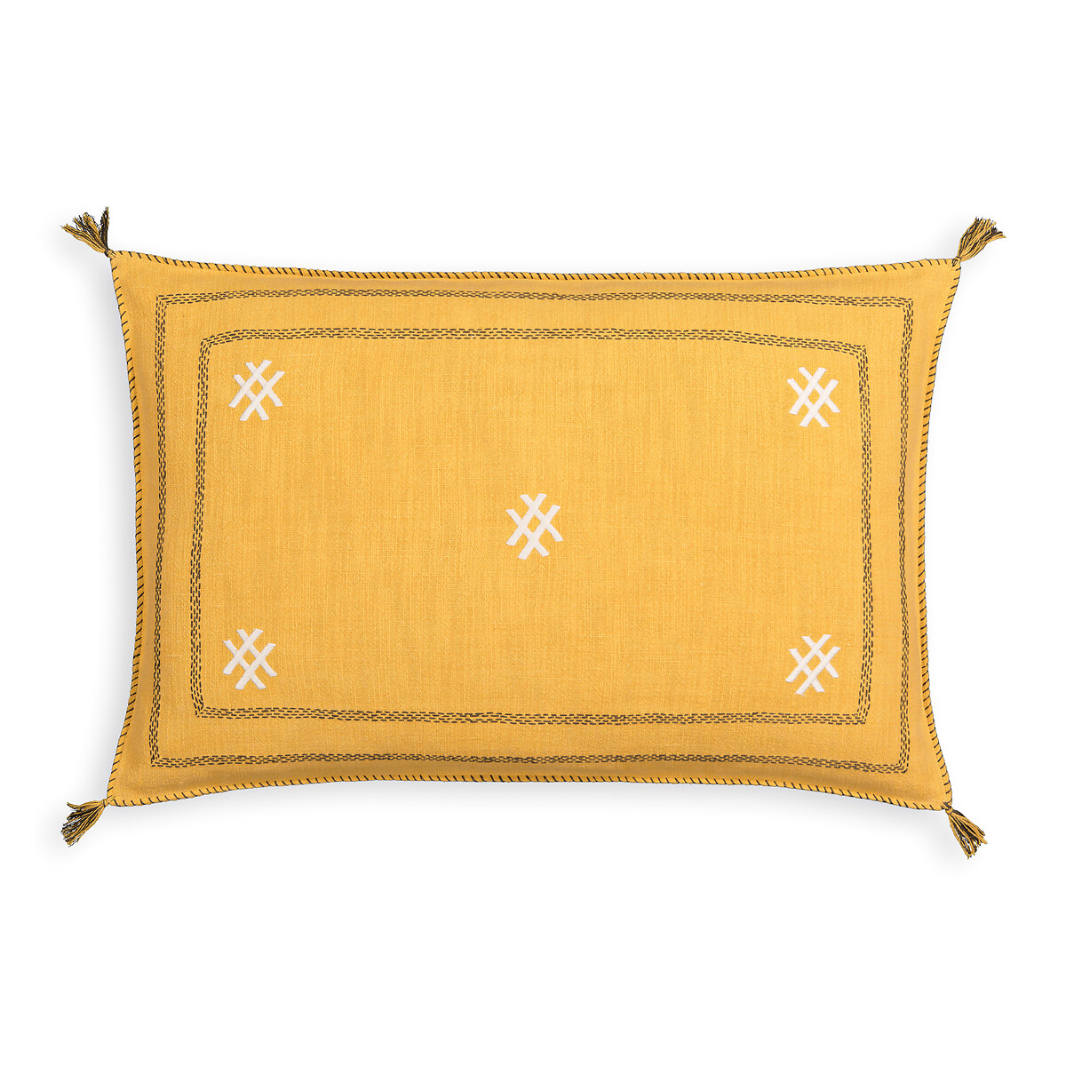 Chad Embroidered Linen and Cotton Blend Cushion Cover