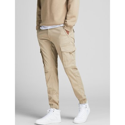 Paul Flake Cargo Trousers in Stretch Cotton and Slim Fit JACK & JONES