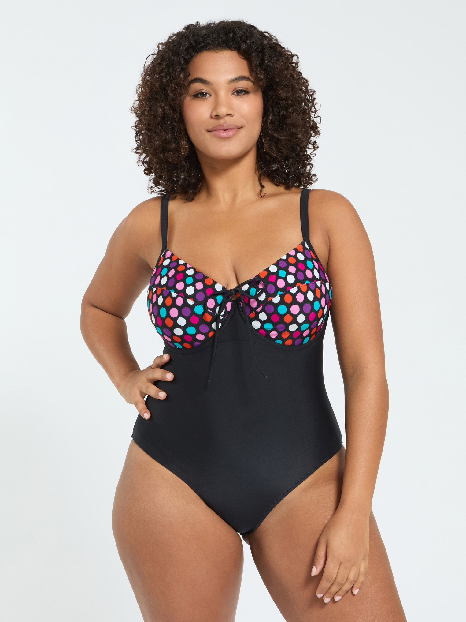 Maillot de bain une pièce avec bonnets balconnet et pois, FIORELLA RUBINO