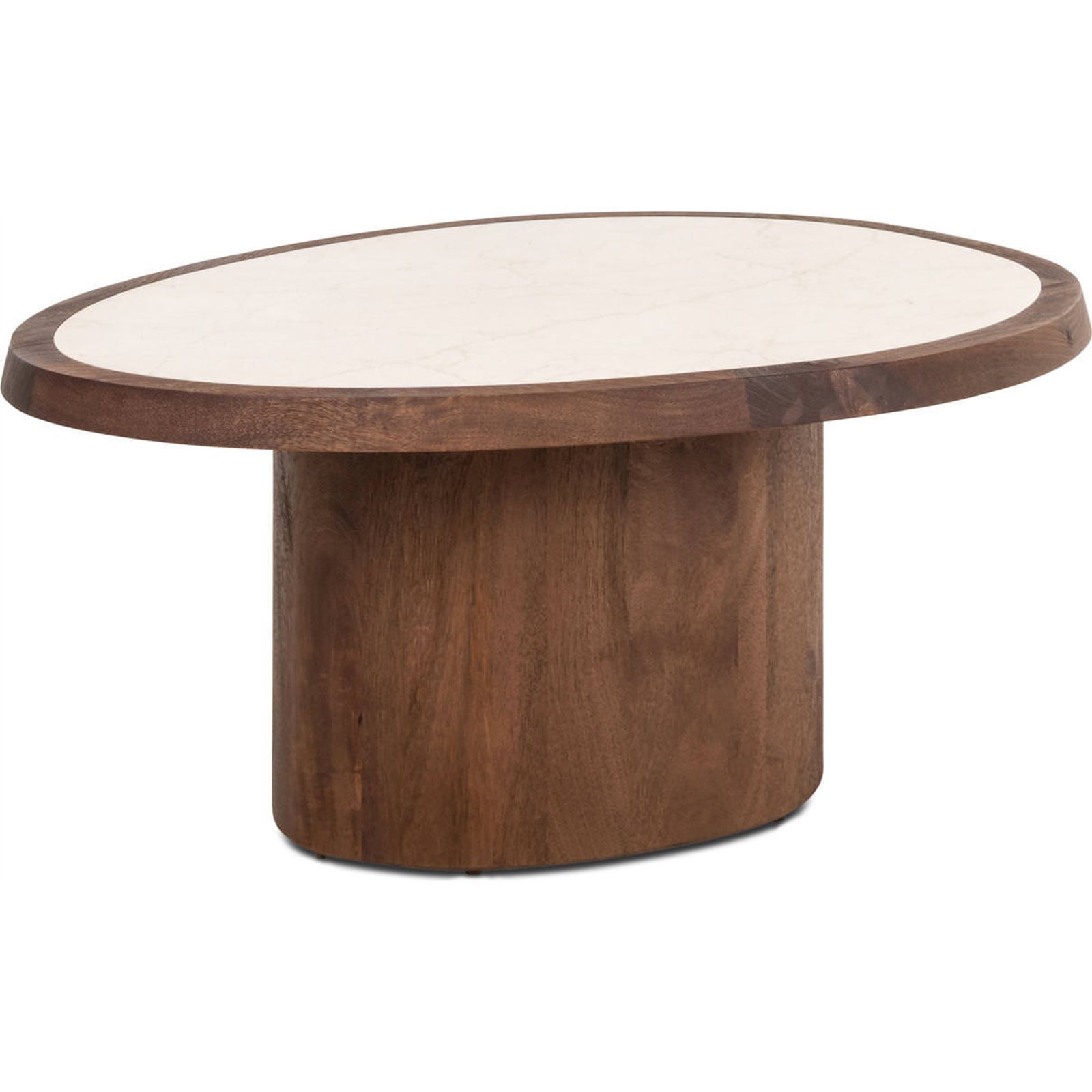 Table basse en marbre et manguier, RECOLLECTION