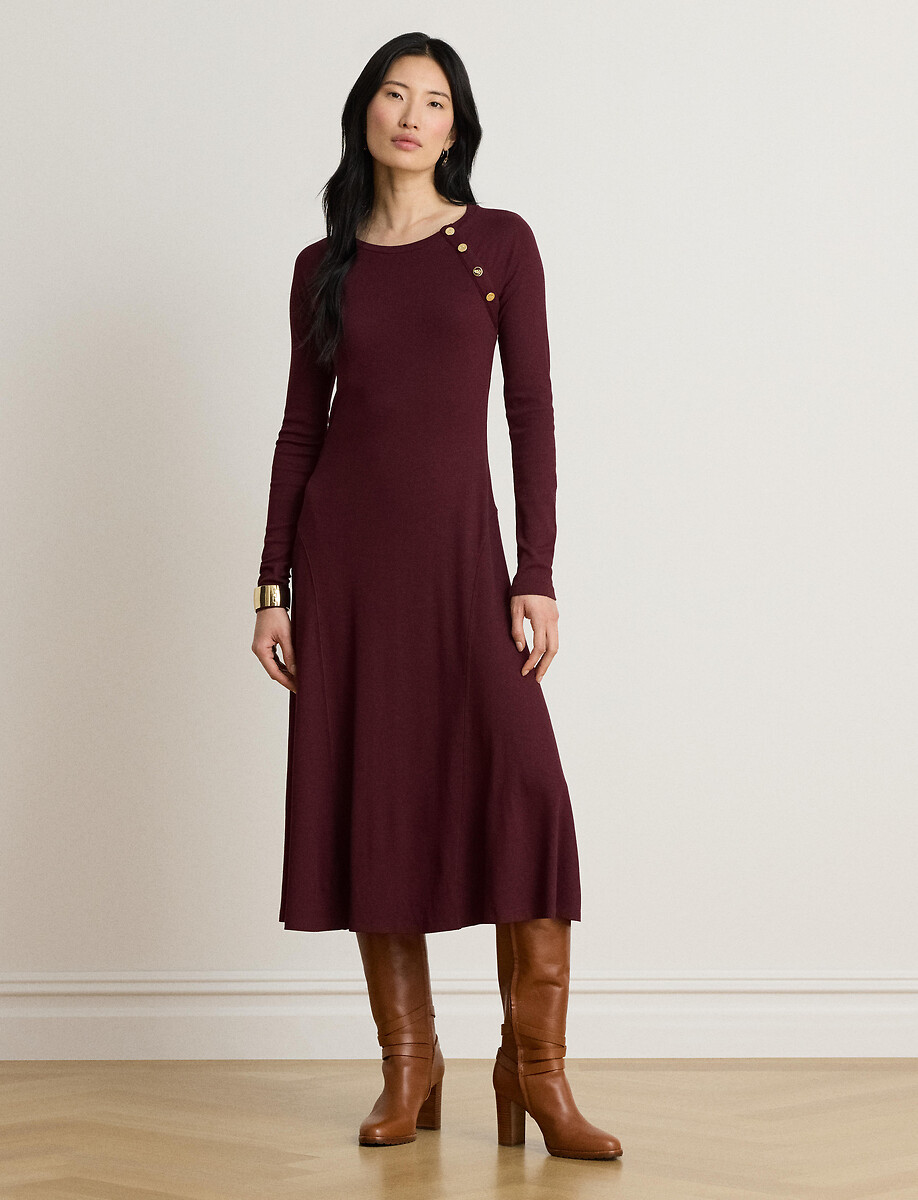 Abito maglia longuette girocollo maniche lunghe, LAUREN RALPH LAUREN