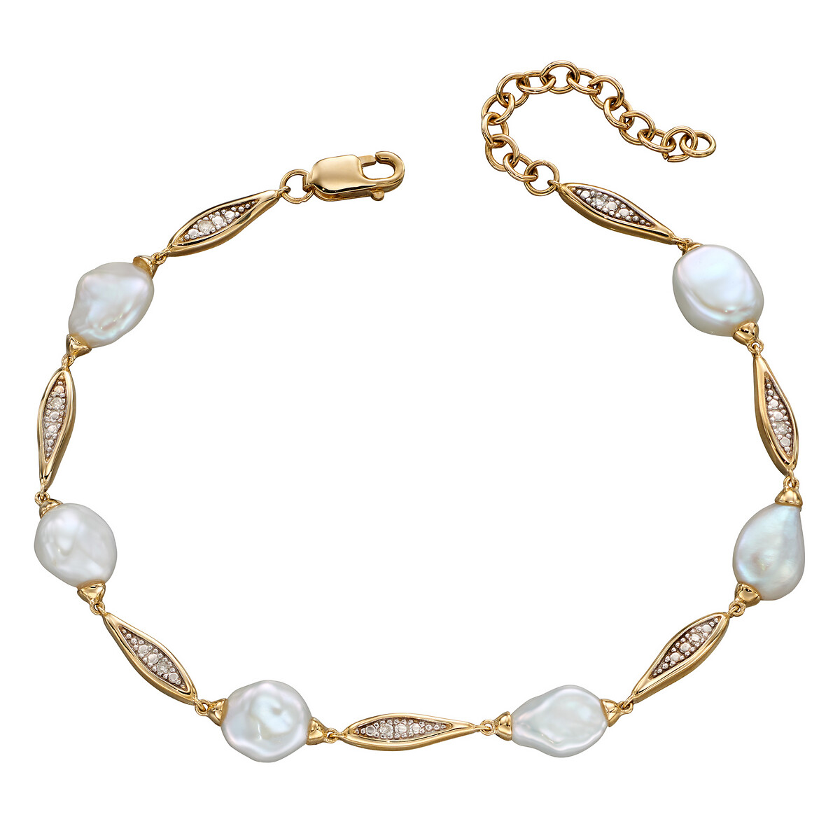 Keshi pearl 9ct gold bracelet , gold-coloured, Elements Gold | La Redoute
