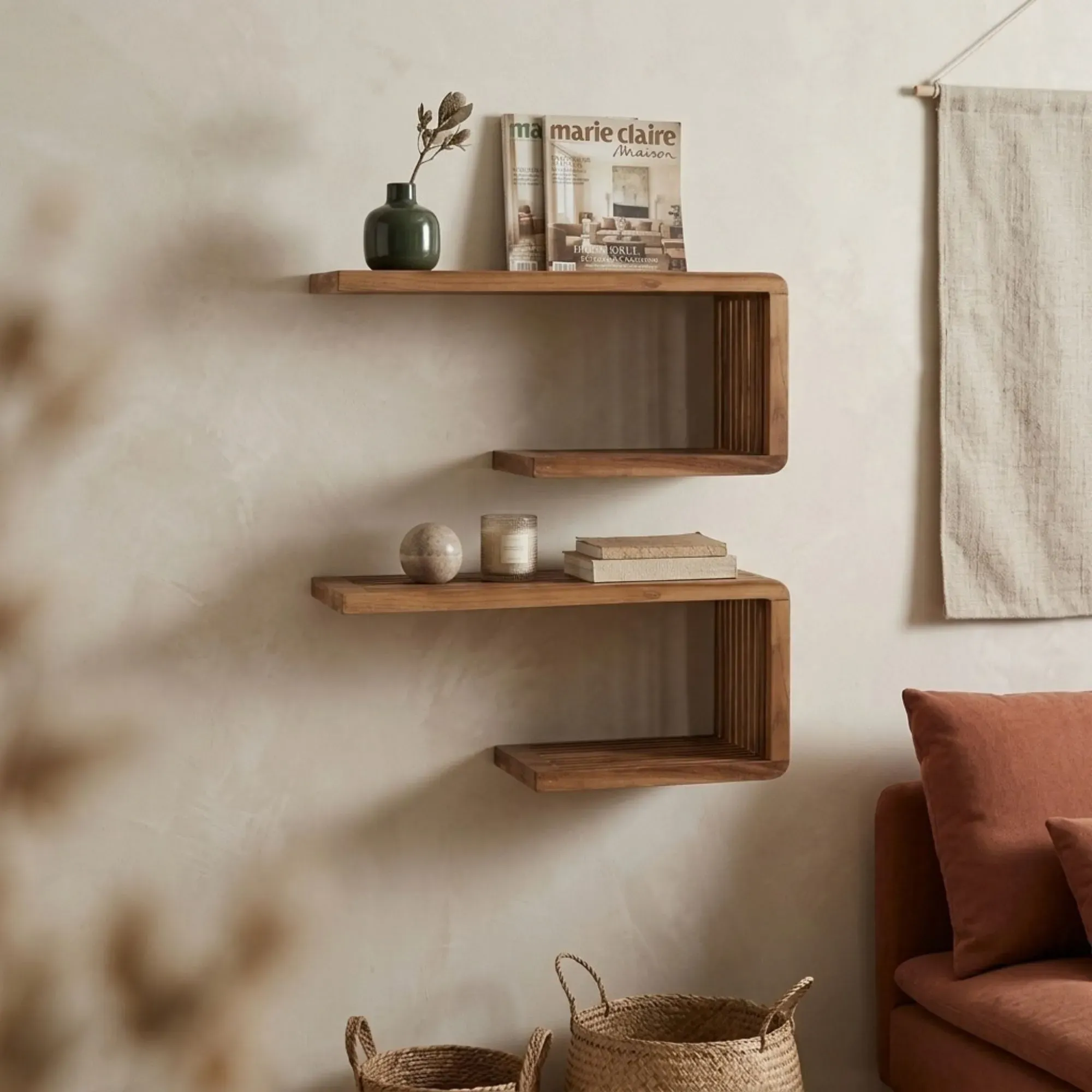 Etagère murale en bois recyclé L50 (lot de 2) - SIENA, HELLIN, DEPUIS 1862