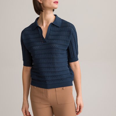 Pull col polo, maille pointelle ANNE WEYBURN
