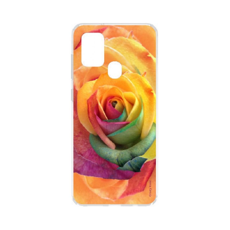 Coque pour Samsung Galaxy A21s souple Rose fleur colorée