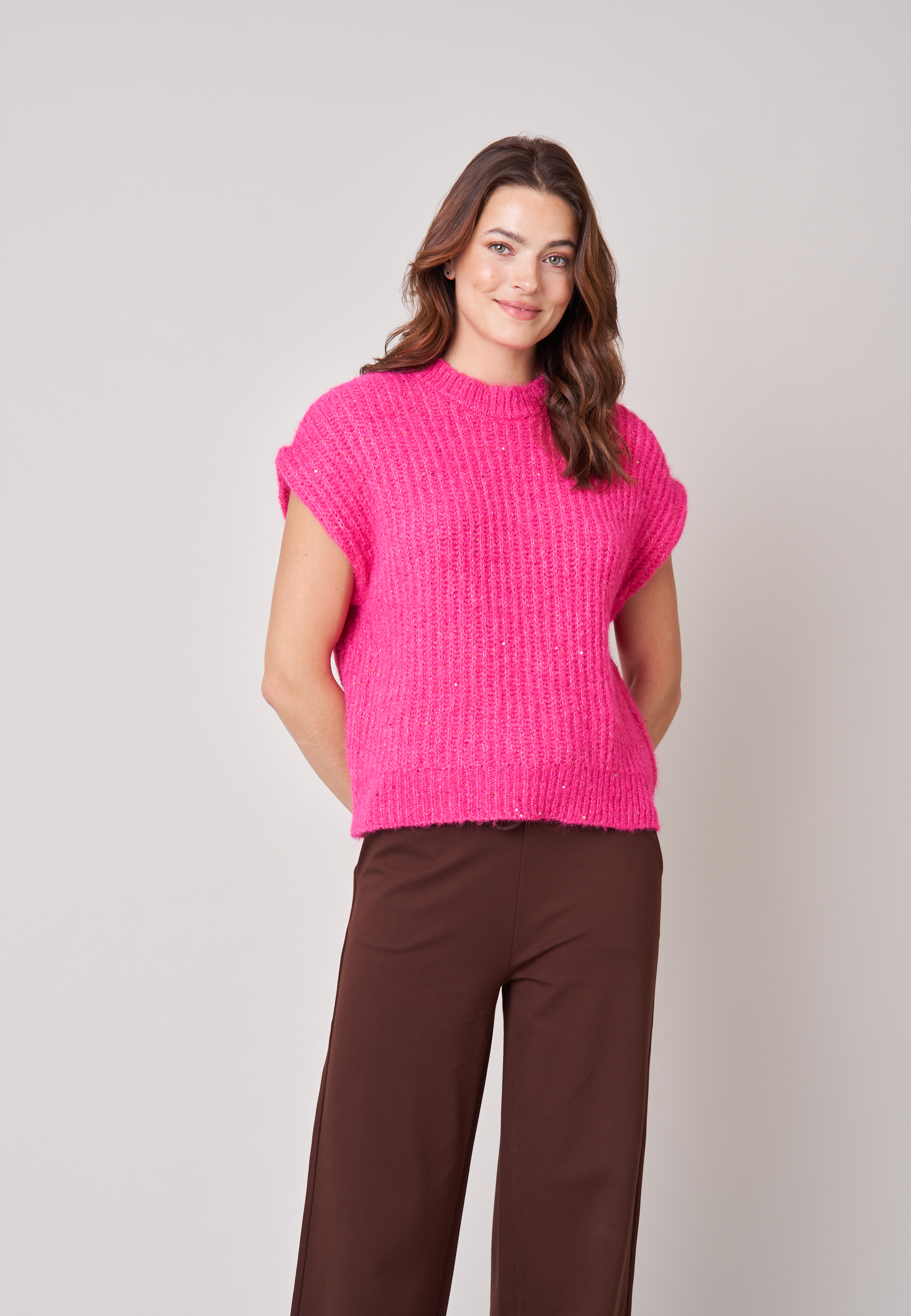 Pull à manches courtes femme en maille douce SYLBIA, DEELUXE