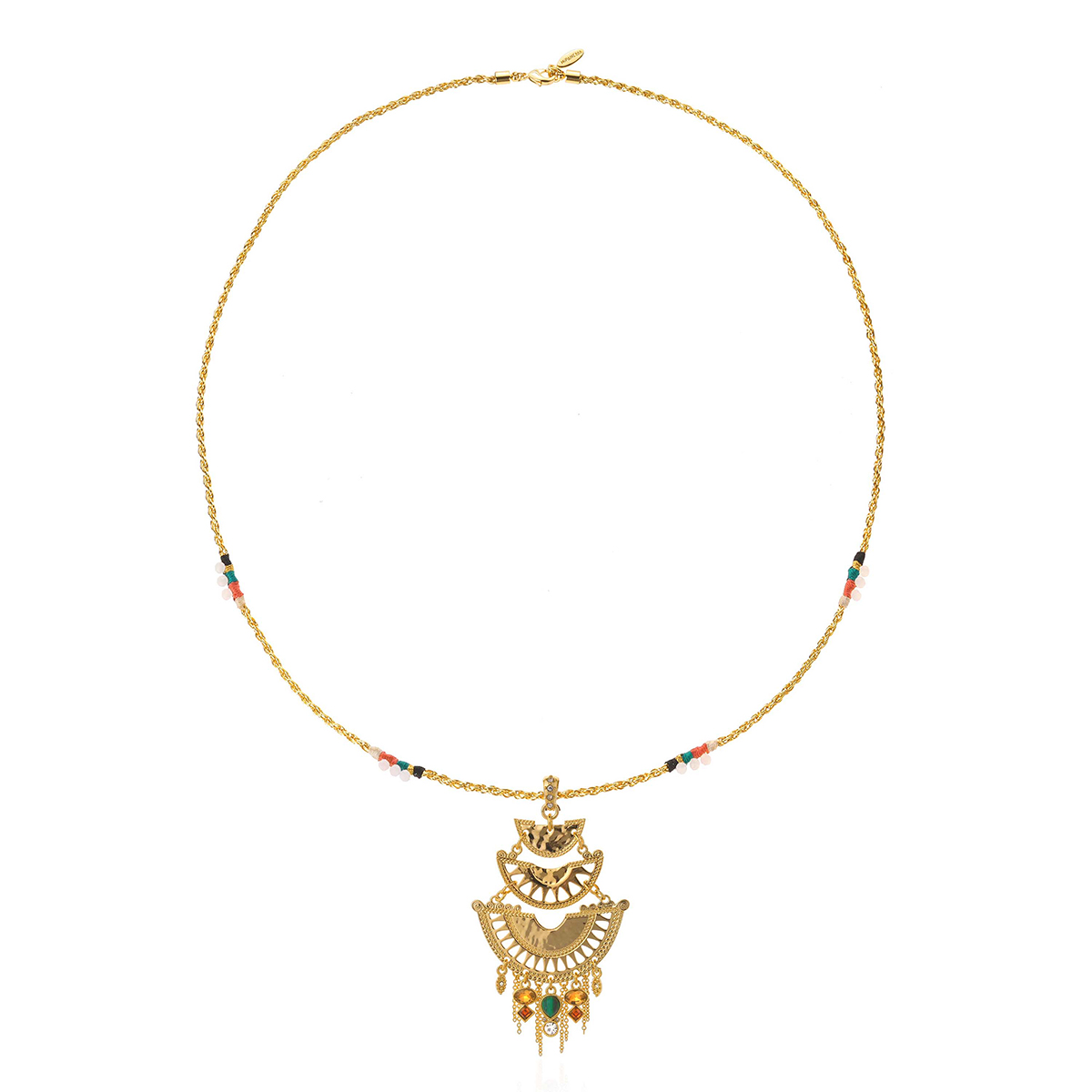 Collier chaîne avec cabochon central et perles LUPITA, HIPANEMA