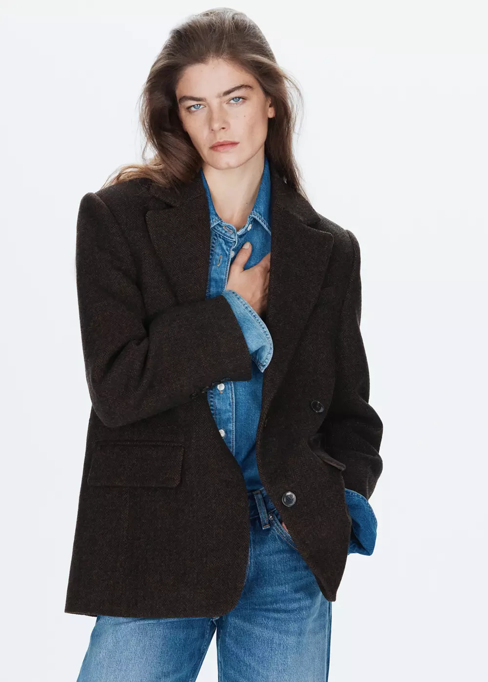 Blazer droit pied-de-poule, MANGO