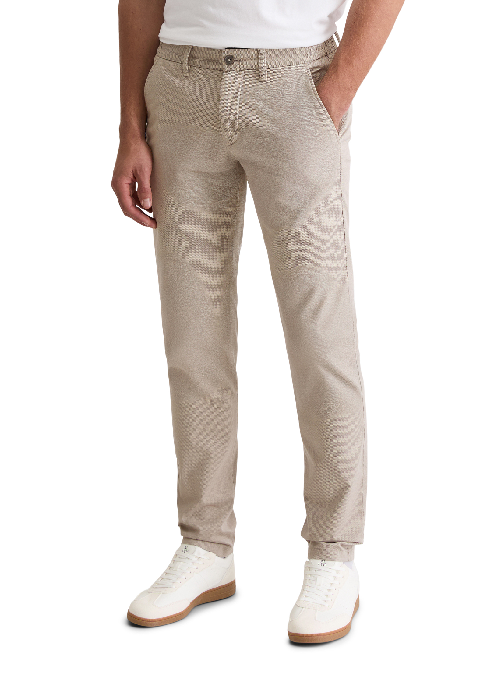 Pantalon modèle Stig Jogger shaped en Two-Tone Organic Cotton Stretch, MARC O'POLO