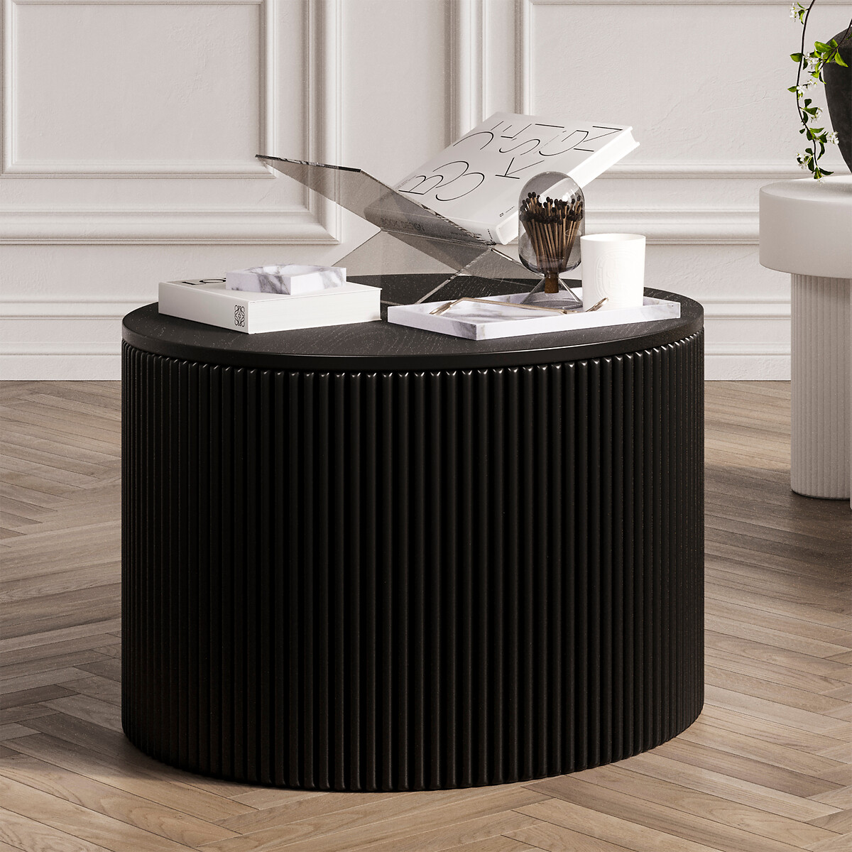 Zana Curve Round Reeded Coffee Table, SO'HOME