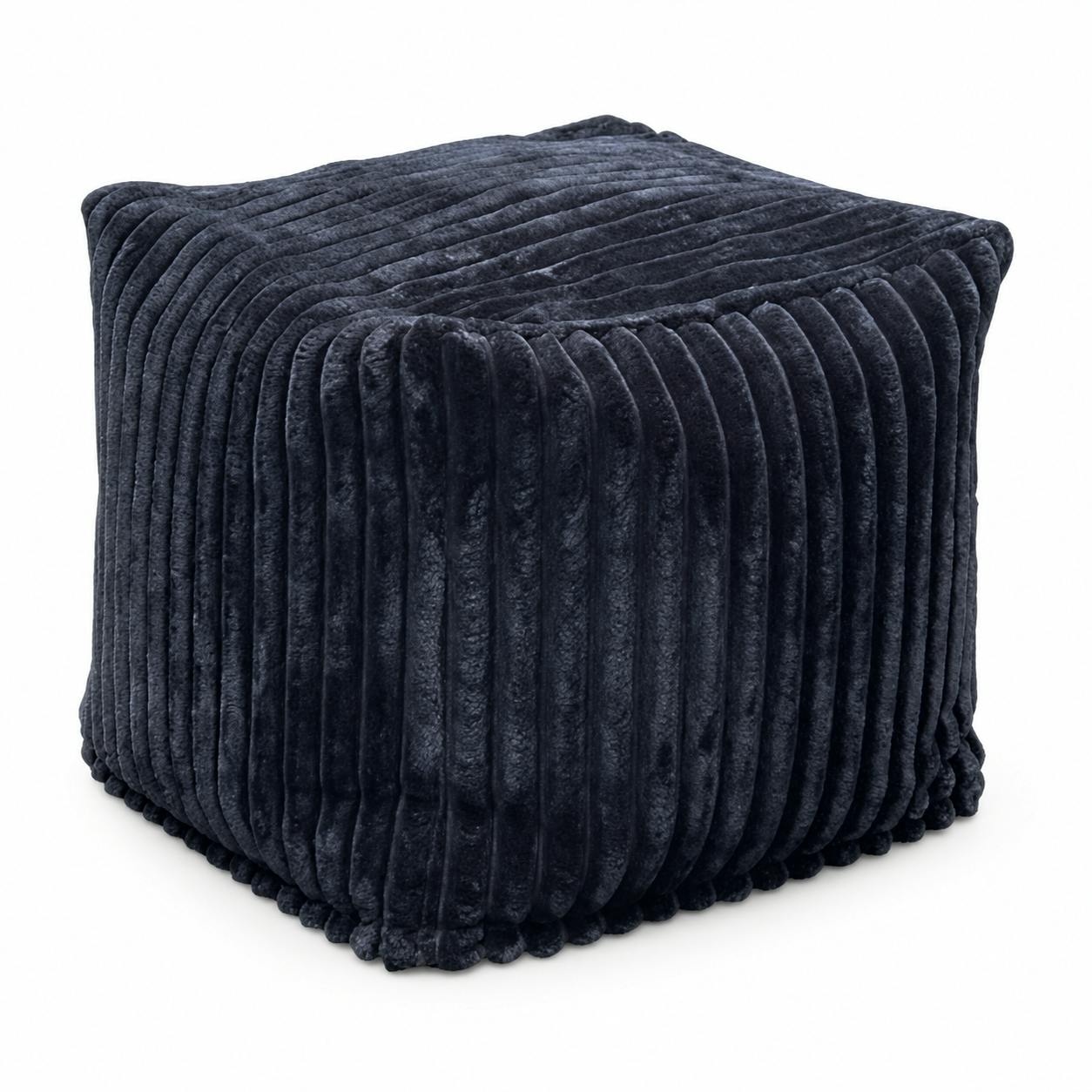 Pouf carré velours grosses côtes anthracite VISBY, PIER IMPORT