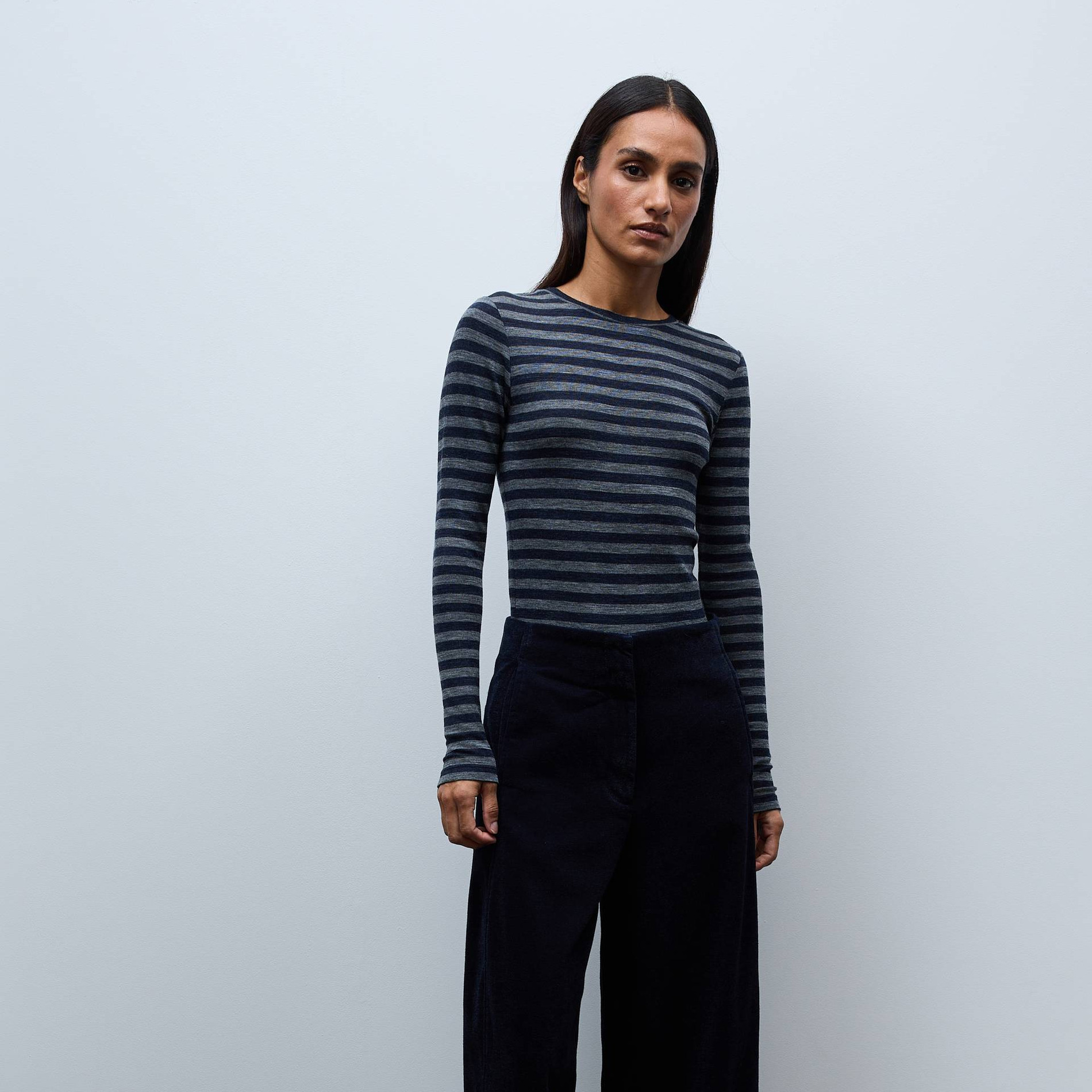 Pantalon large en chenille raccourci, MONOPRIX