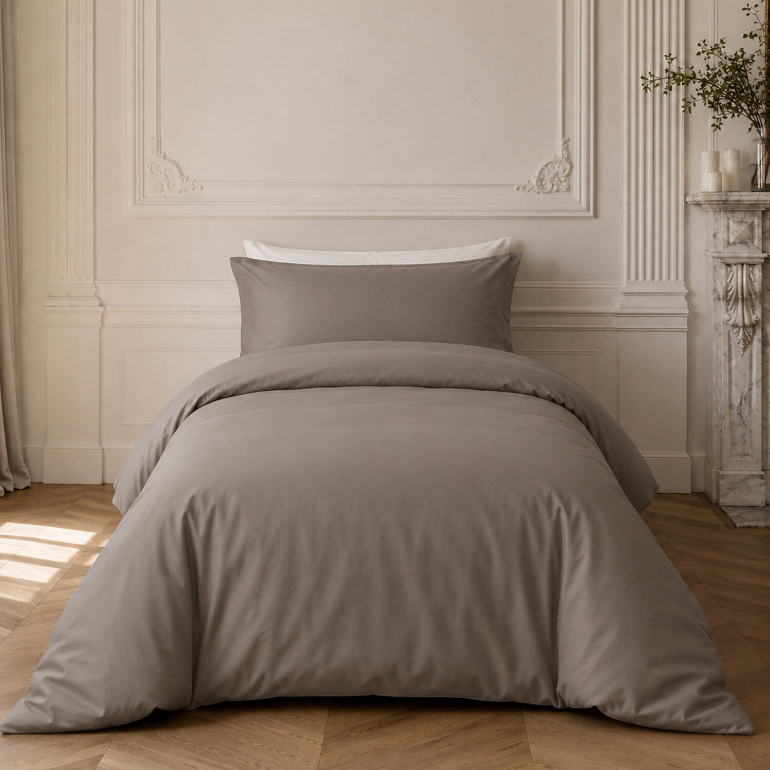 Parure housse de couette en percale de coton unie, FINESSE, C DESIGN HOME TEXTILE