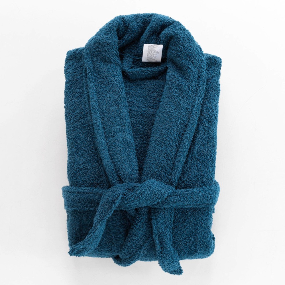 Peignoir Col Châle éponge Bleu, DECORATIE
