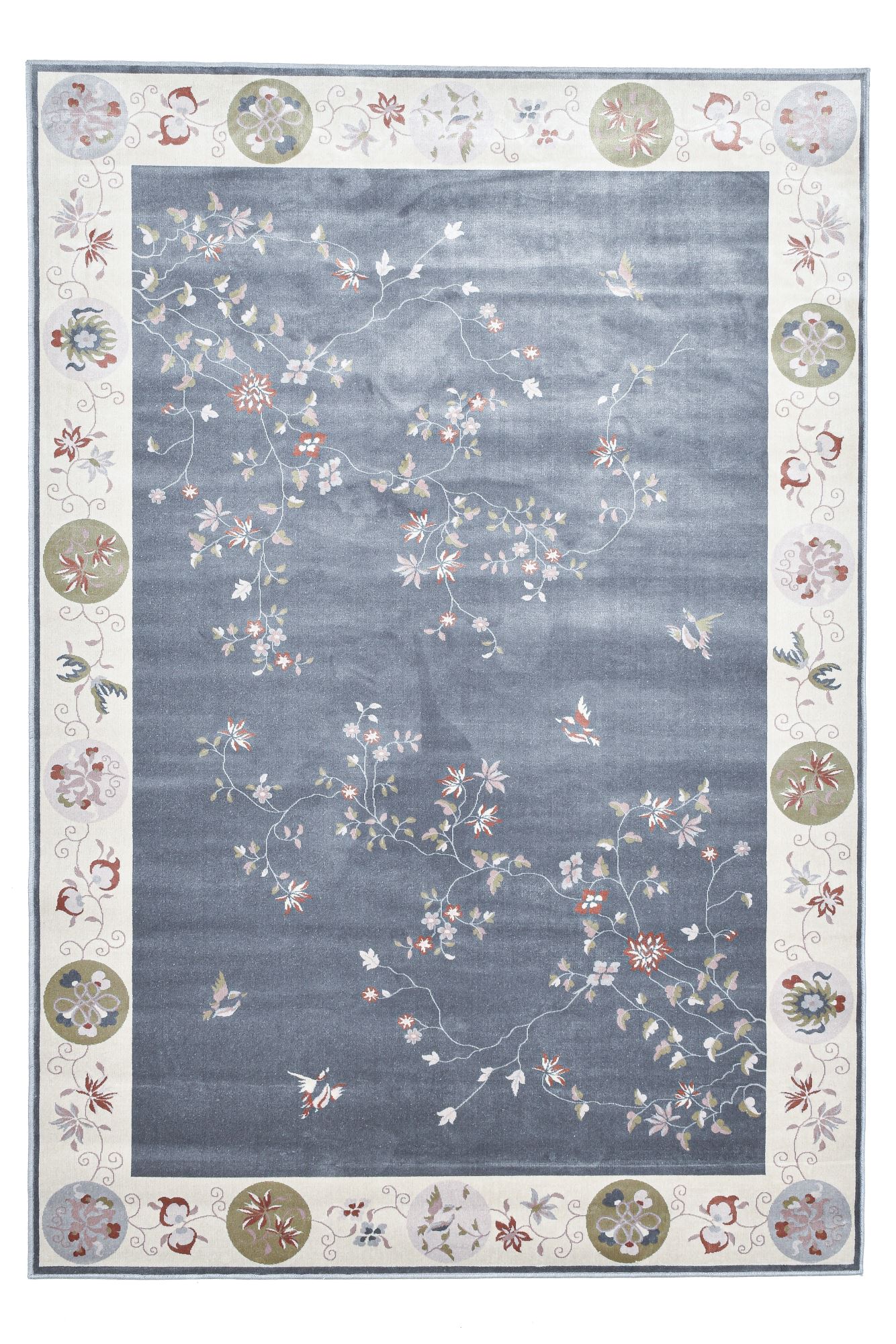Tapis tissé avec bordure et motif floral avec effet brillant - Cherina, GINO FALCONE