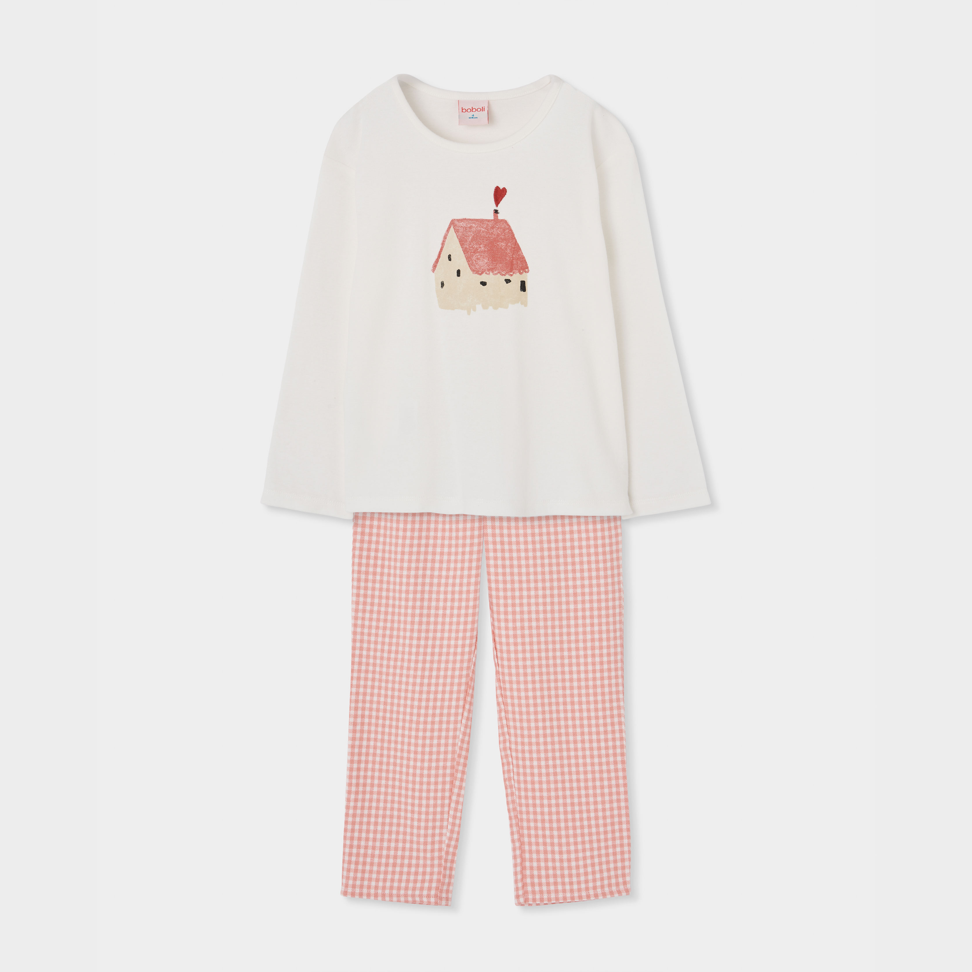 Pyjama fille carreaux imprimé maison, BOBOLI