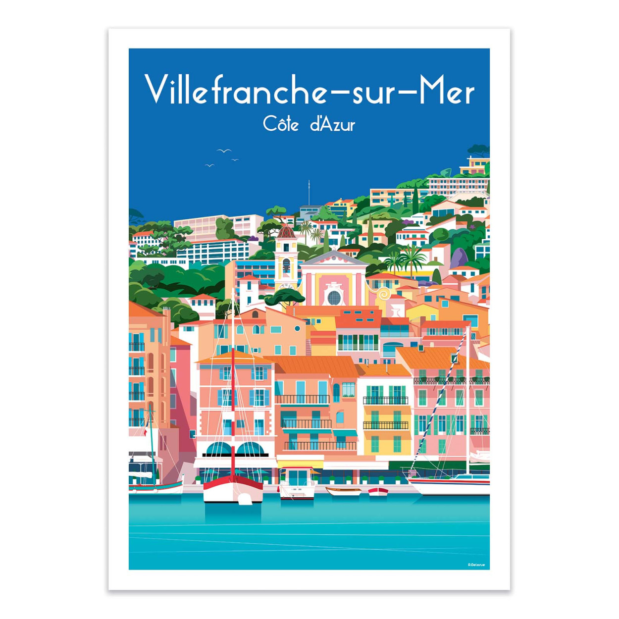 Affiche d'art - Villefranche sur Mer - Raphael Delerue, WALL EDITIONS