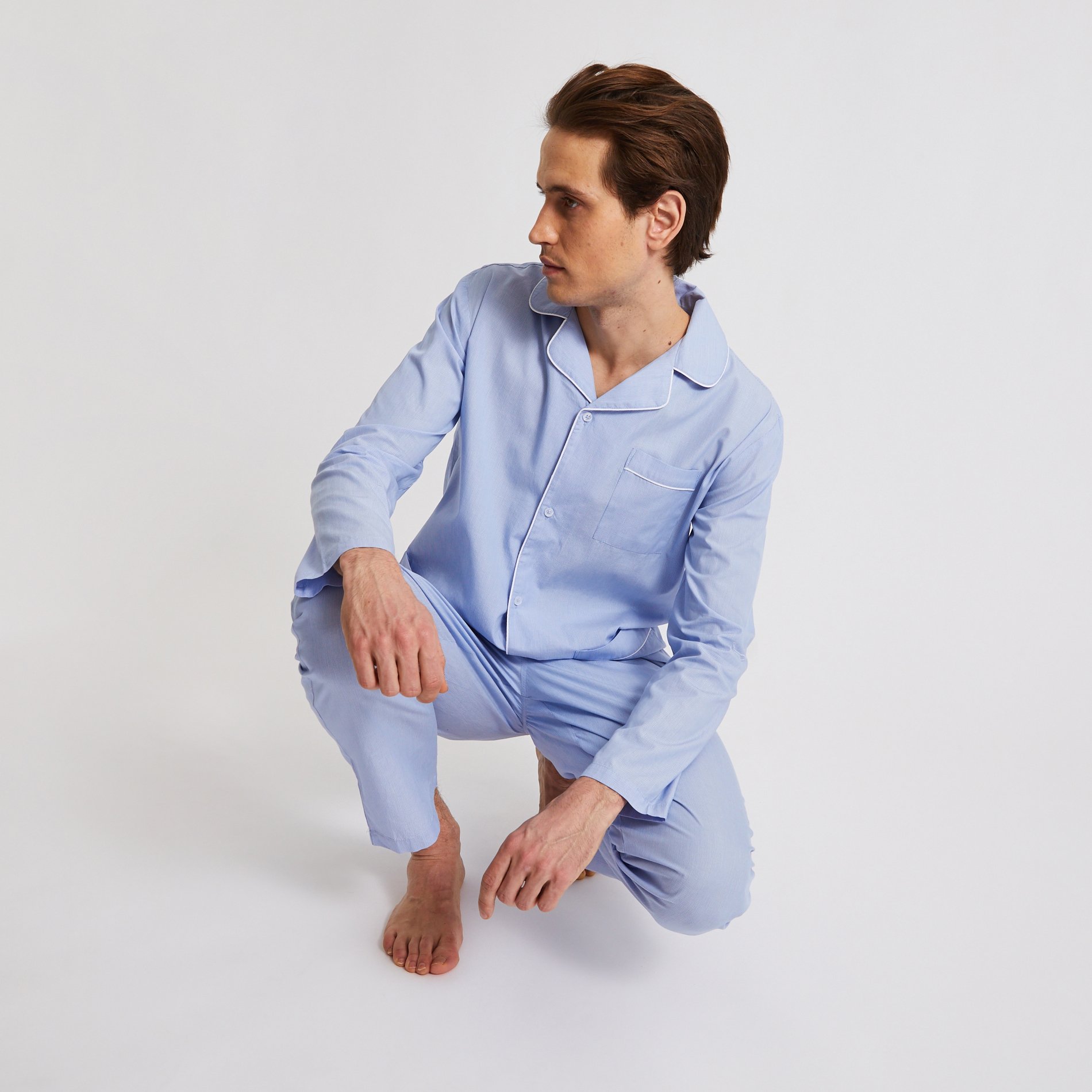 Pyjama Chemise manches longues et pantalon rayé en coton BIO GOTS, MONOPRIX