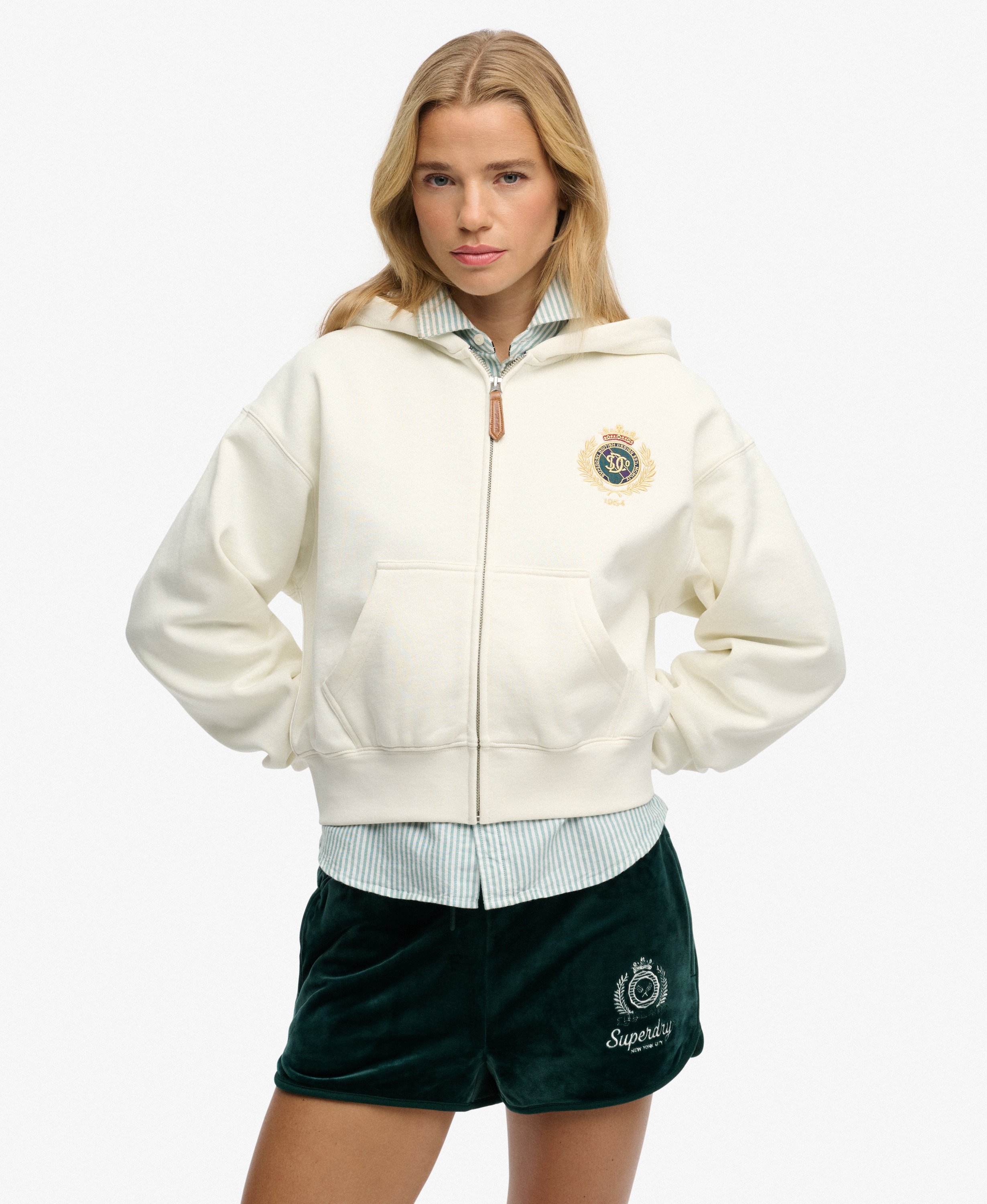 Sweat à capuche zippé Country Club, SUPERDRY