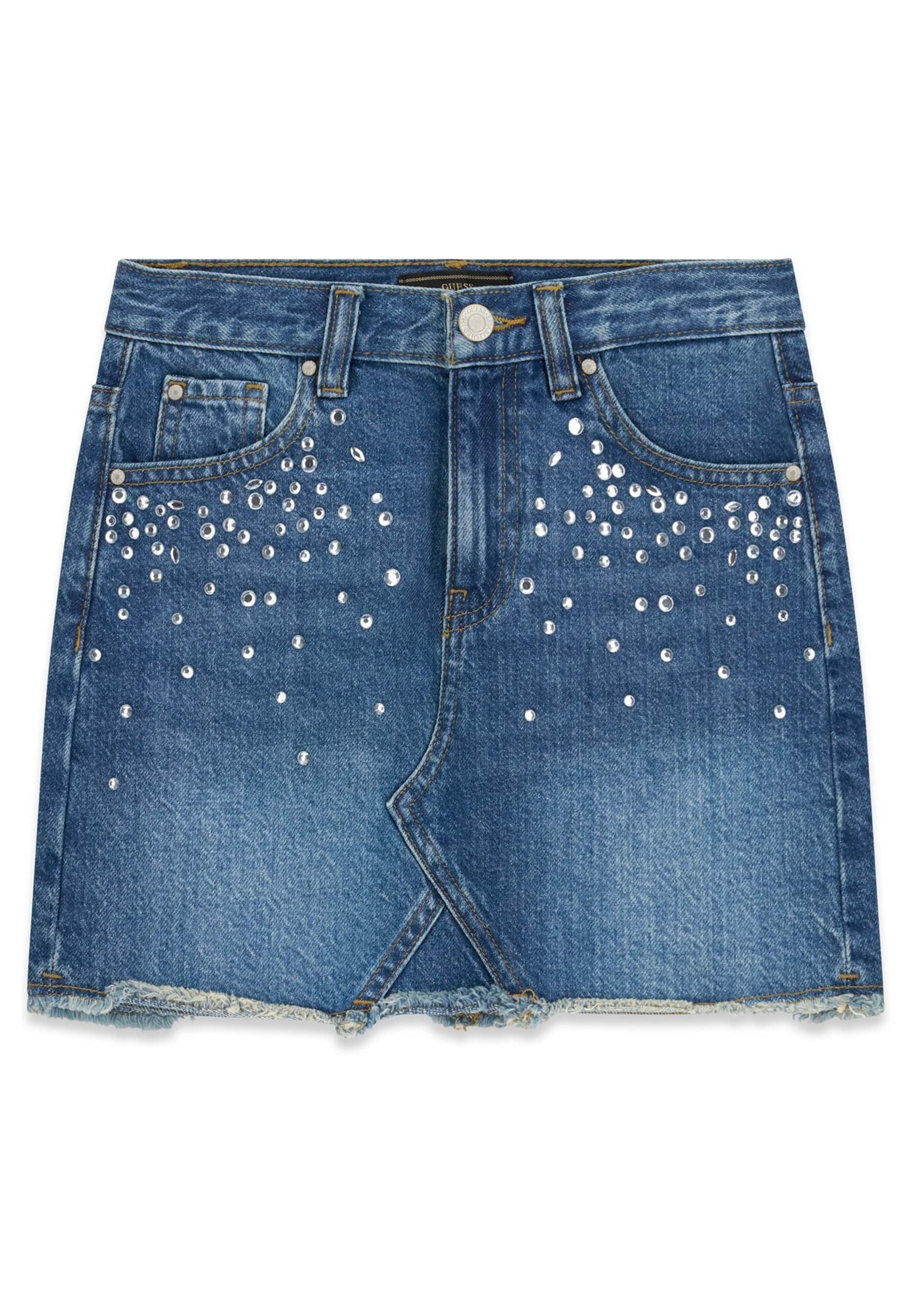 Mini-Jupe En Denim Avec Strass, GUESS KIDS