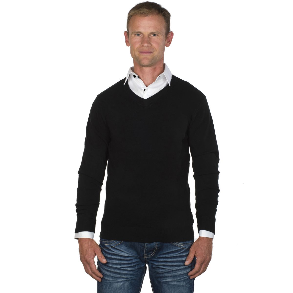Nouvelle Chemise à Manches Longues Sweat-shirt fine Guage Col V Pull Casual Pull Pullover