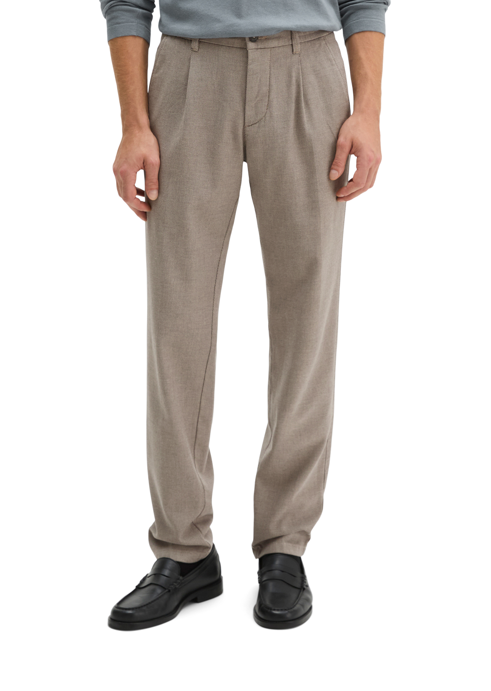 Chino modèle Stig Jogger Pleats shaped en coton bio mélangé, MARC O'POLO