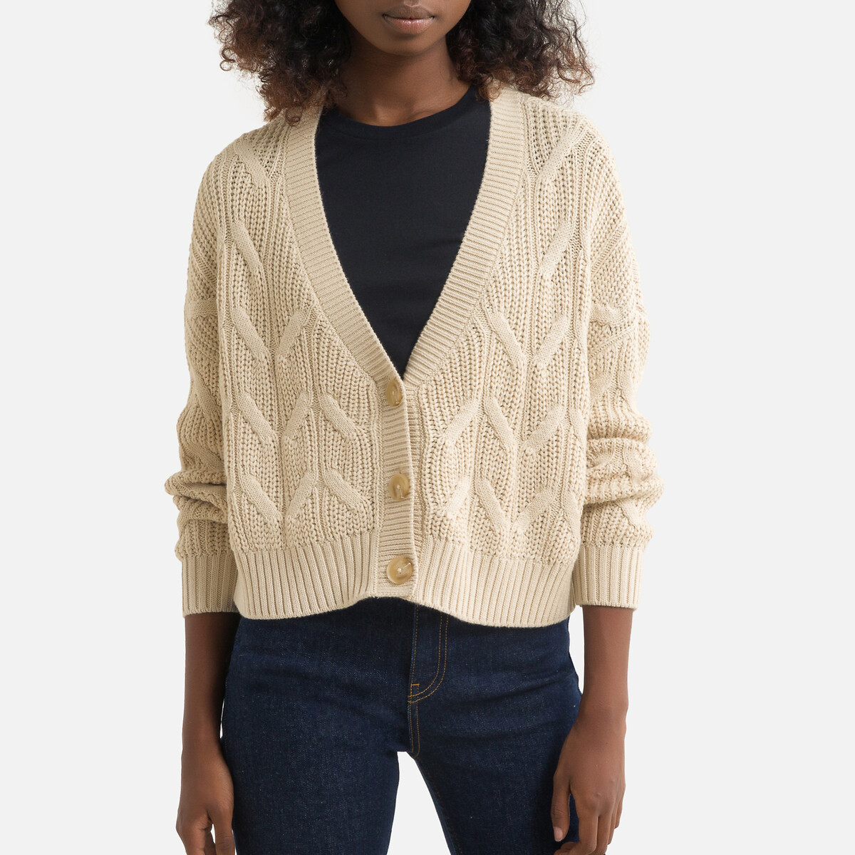 chunky knit crop cardigan