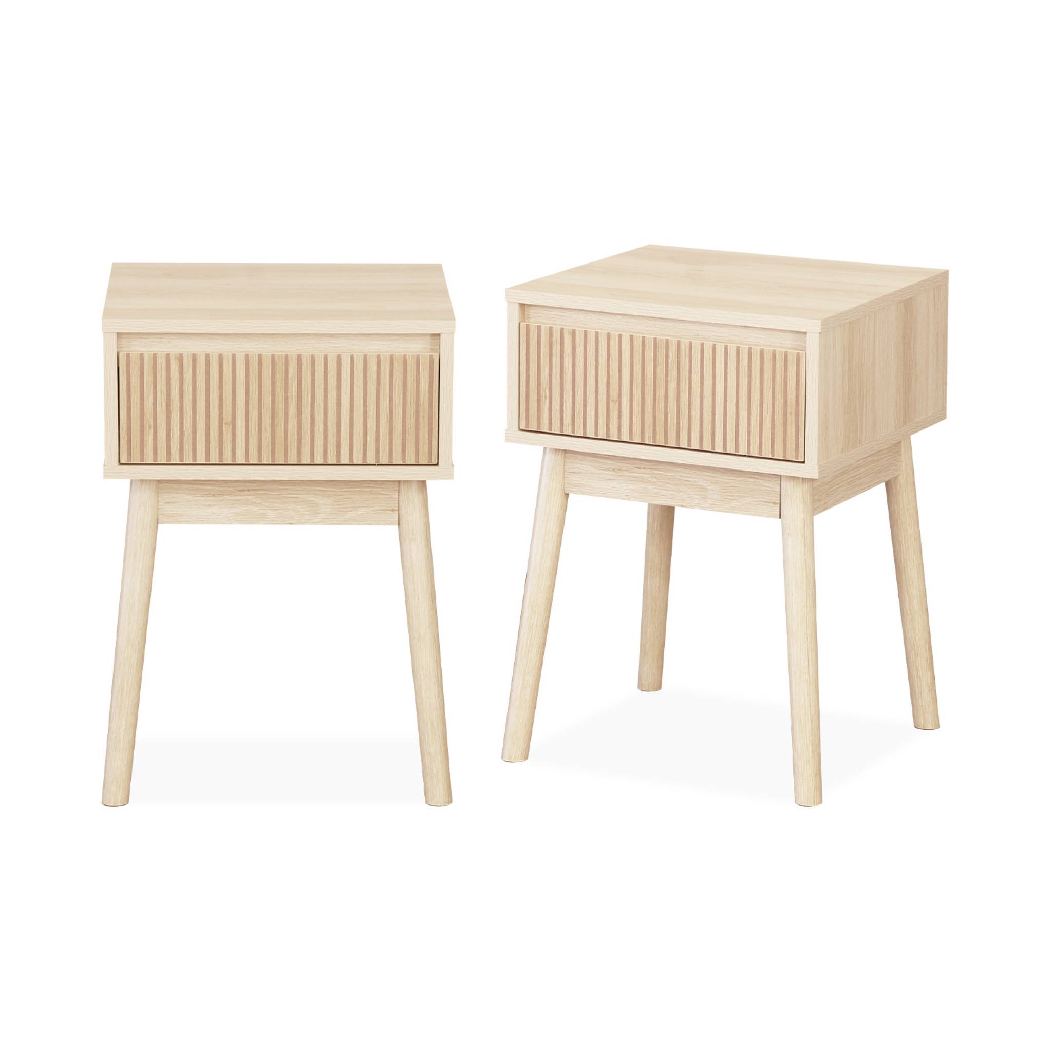 Table de chevet décor bois 1 tiroir (lot de 2) LINEAR, SWEEEK