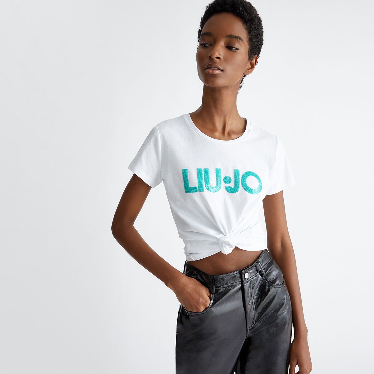 T shirt avec logo et paillettes Liu Jo La Redoute