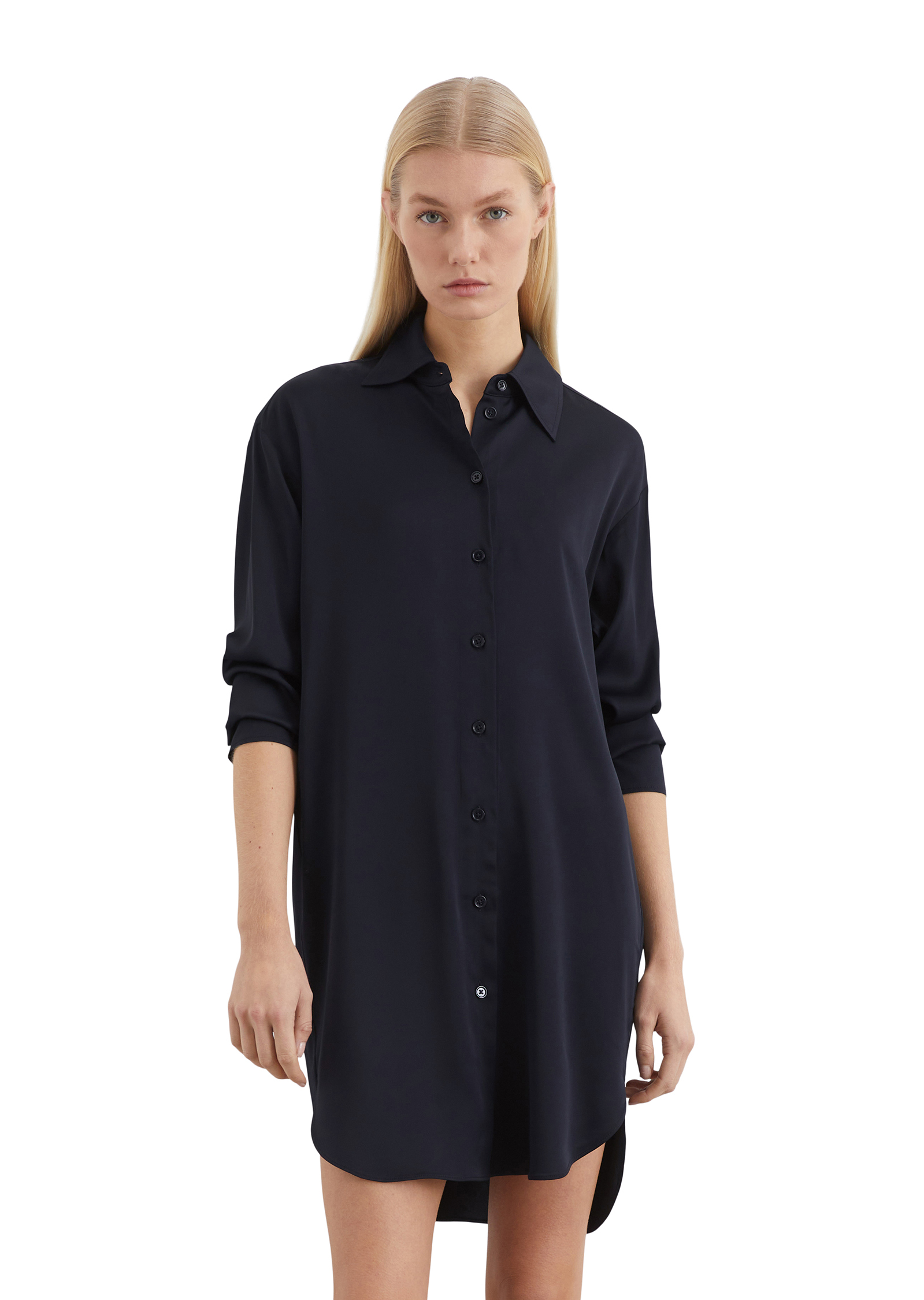 Robe chemisier en satin regular en viscose stretch fluide, MARC O'POLO