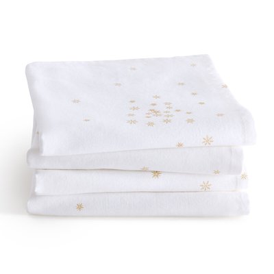 Set of 4 Samoens Star 100% Washed Cotton & Linen Table Napkins LA REDOUTE INTERIEURS