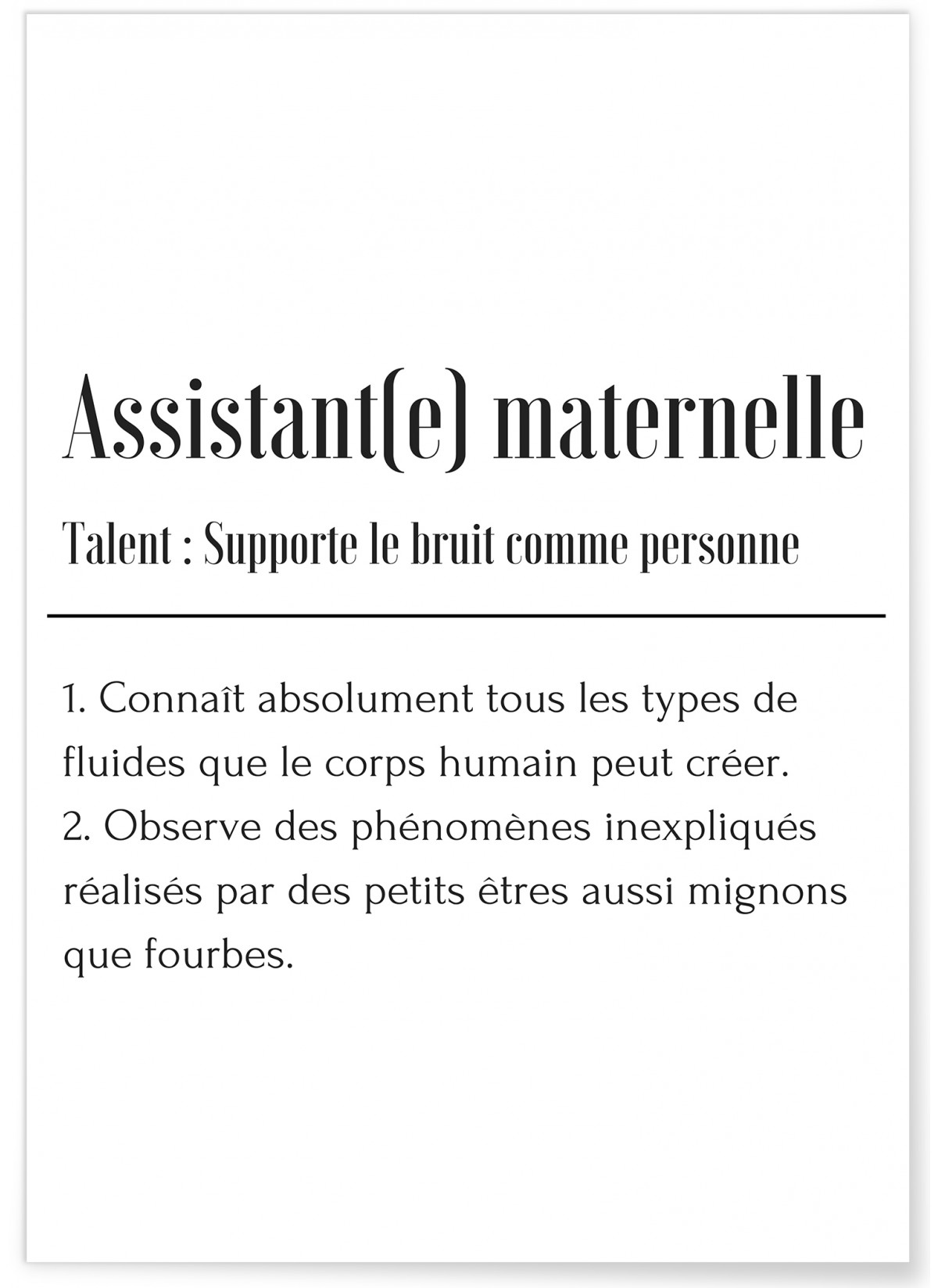 Affiche Définition Assistant(e) maternelle, L'AFFICHERIE