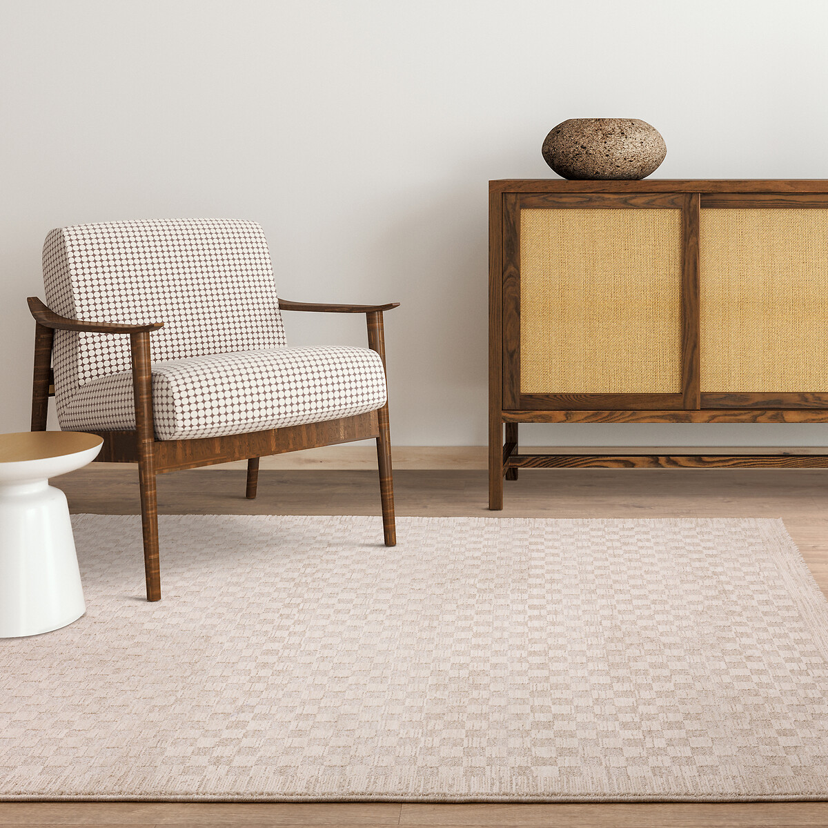 Laurent Elegant Carved Chequerboard Tonal Rug , SO'HOME