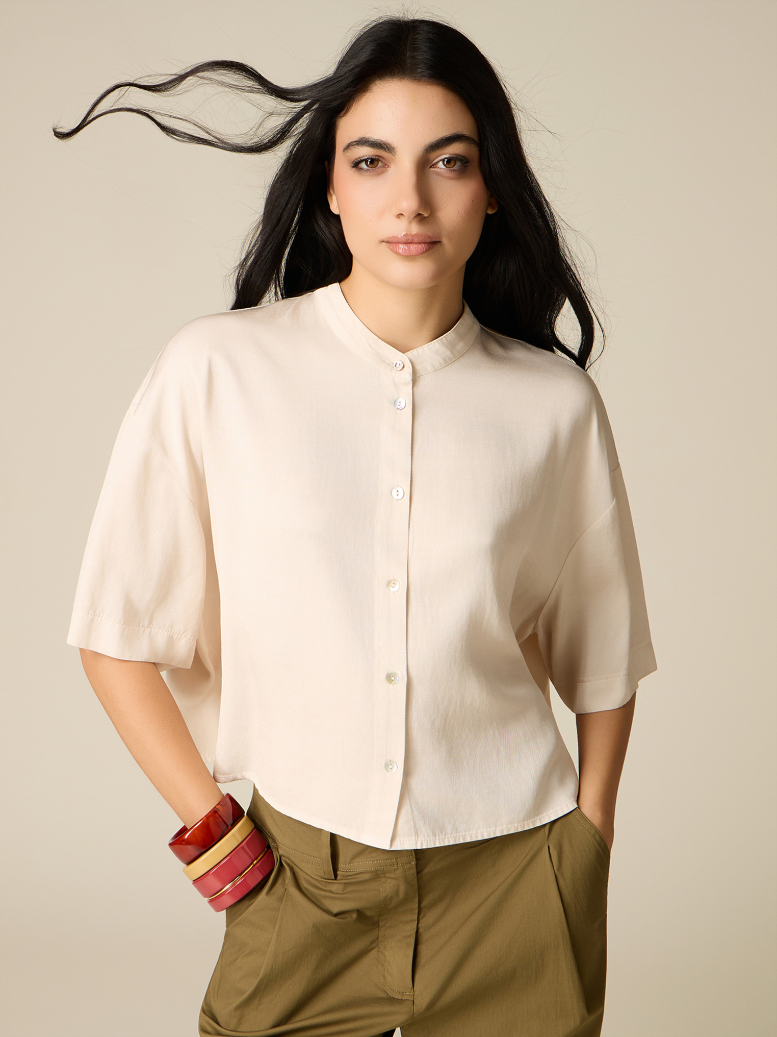 Chemise boxy col mao, OLTRE