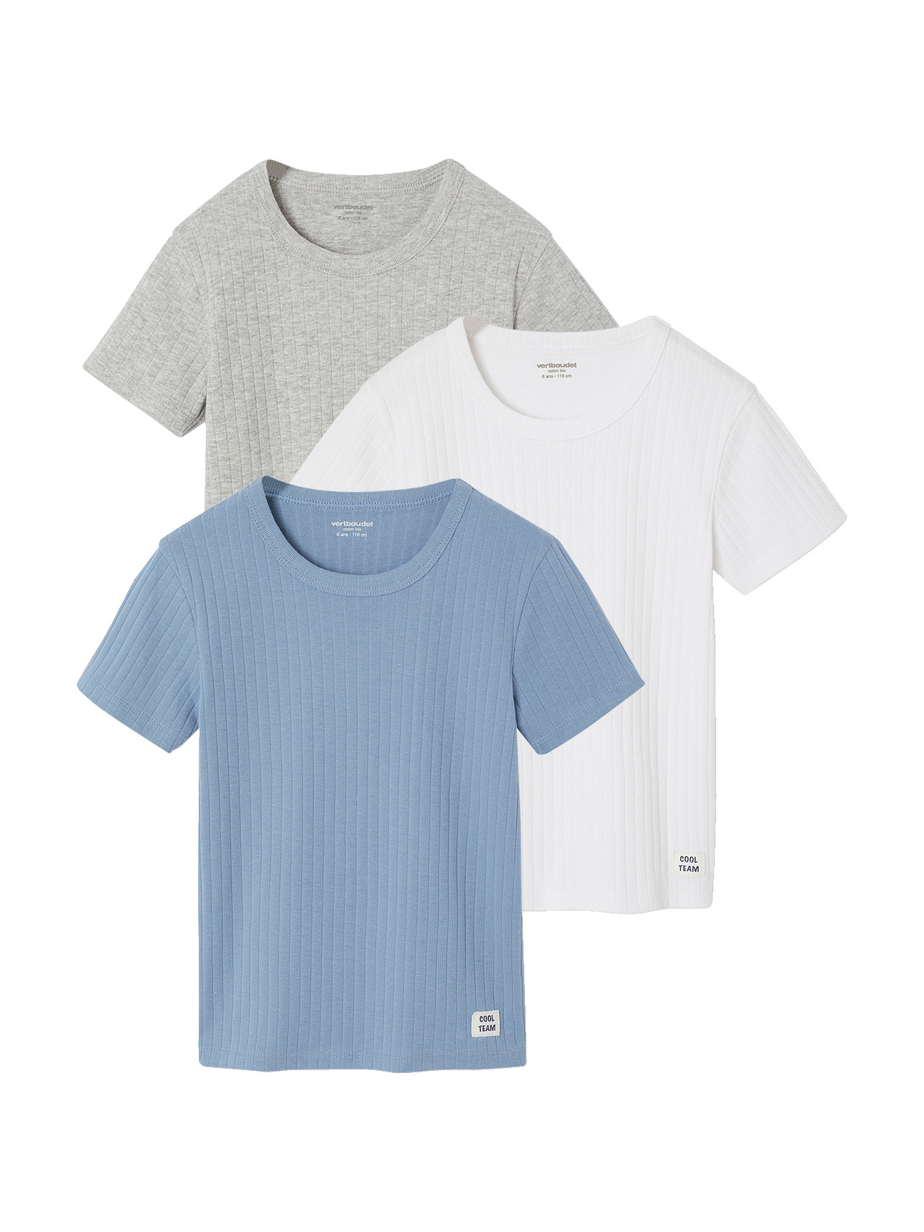 Lot de 3 T-shirts manches courtes, VERTBAUDET